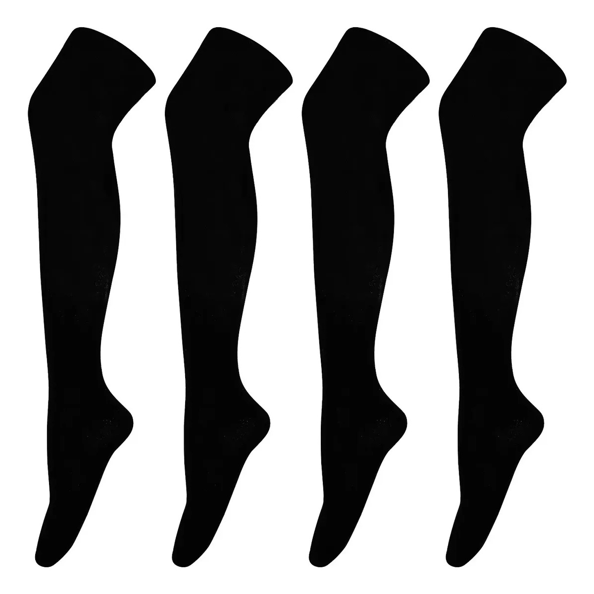 Calcetas Largas Moda Japonesa Medio Muslo Alto 4 Pares Negro image number null