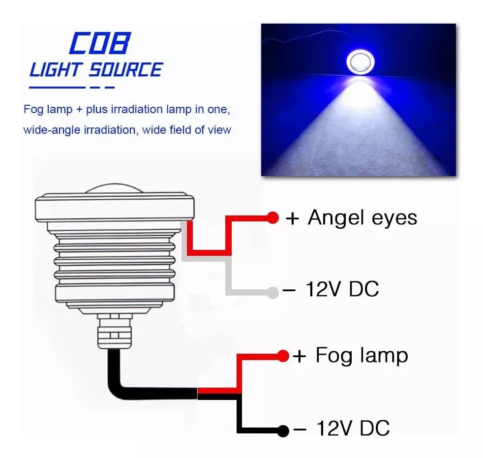 Faros Anti Niebla Led 3,5in Auxiliares Moto Autos 1 Par Azul image number null