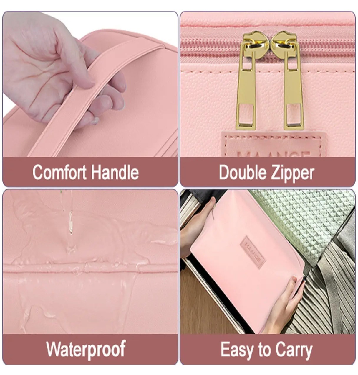 3pcs Cosmetiquera Neceser Estuches De Maquillaje Bolsa Viaje Rosa image number null