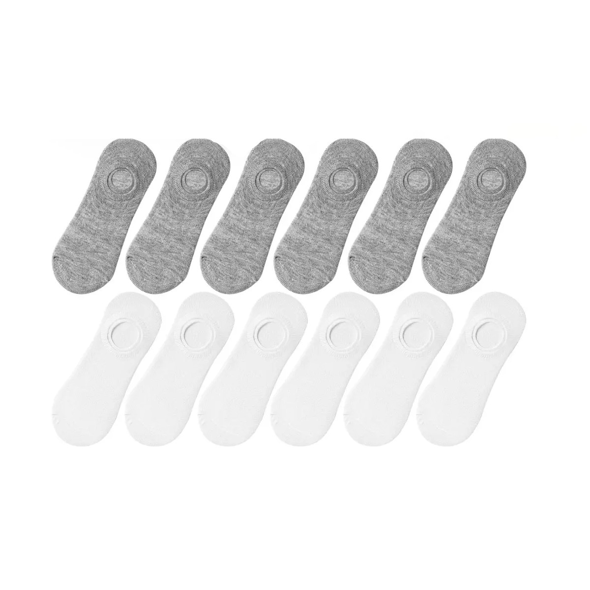 Calcetines Cortos Algodon Unisex C&oacute;modo 12 Pares Blanco/Gris image number null