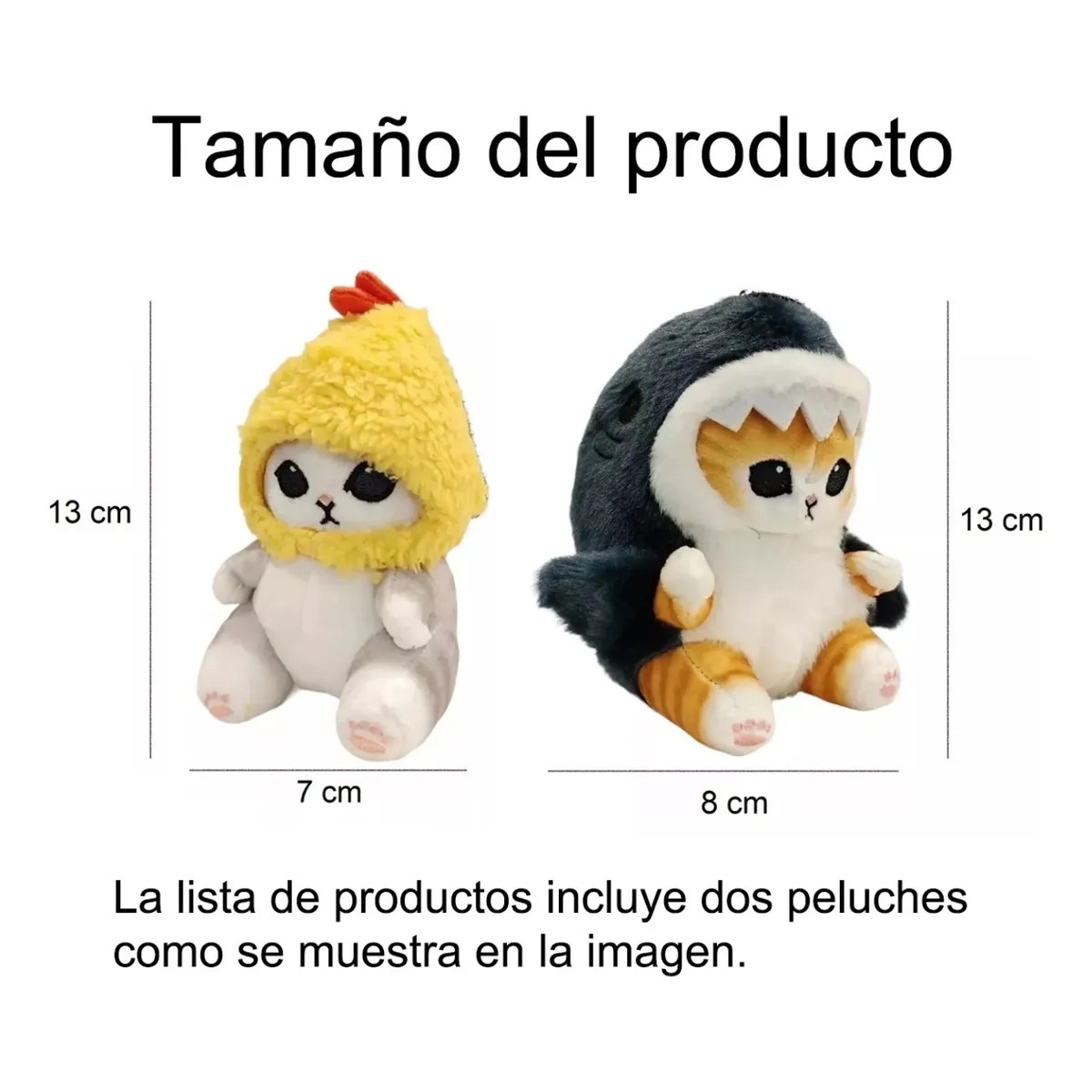 Set De 2 Gatos De Peluche Tibur&oacute;n Y Camar&oacute;n 13cm image number null