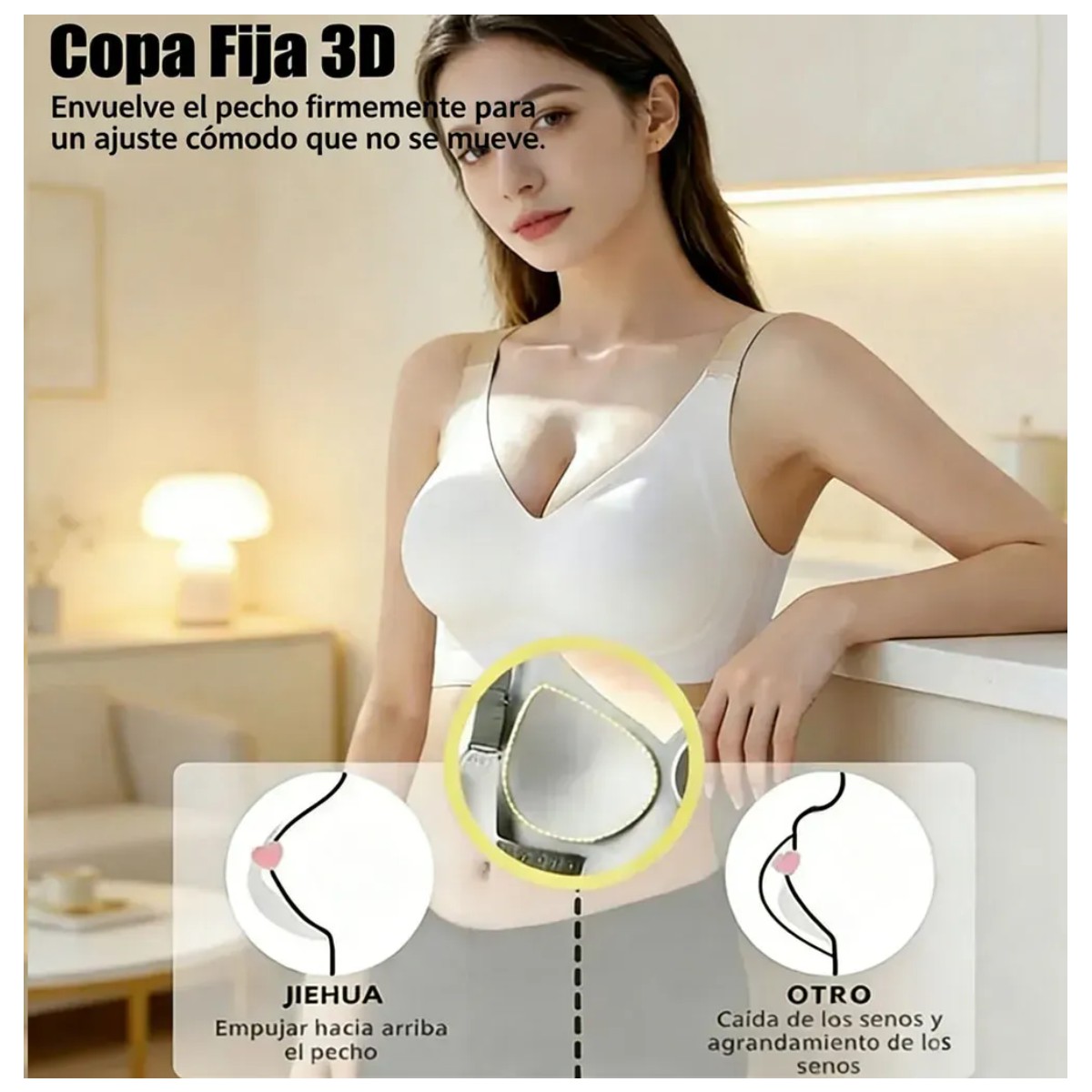 Brassiers Sin Varillas Comodos Respirables 4 Piezas Negro y Piel Talla 2XL image number null