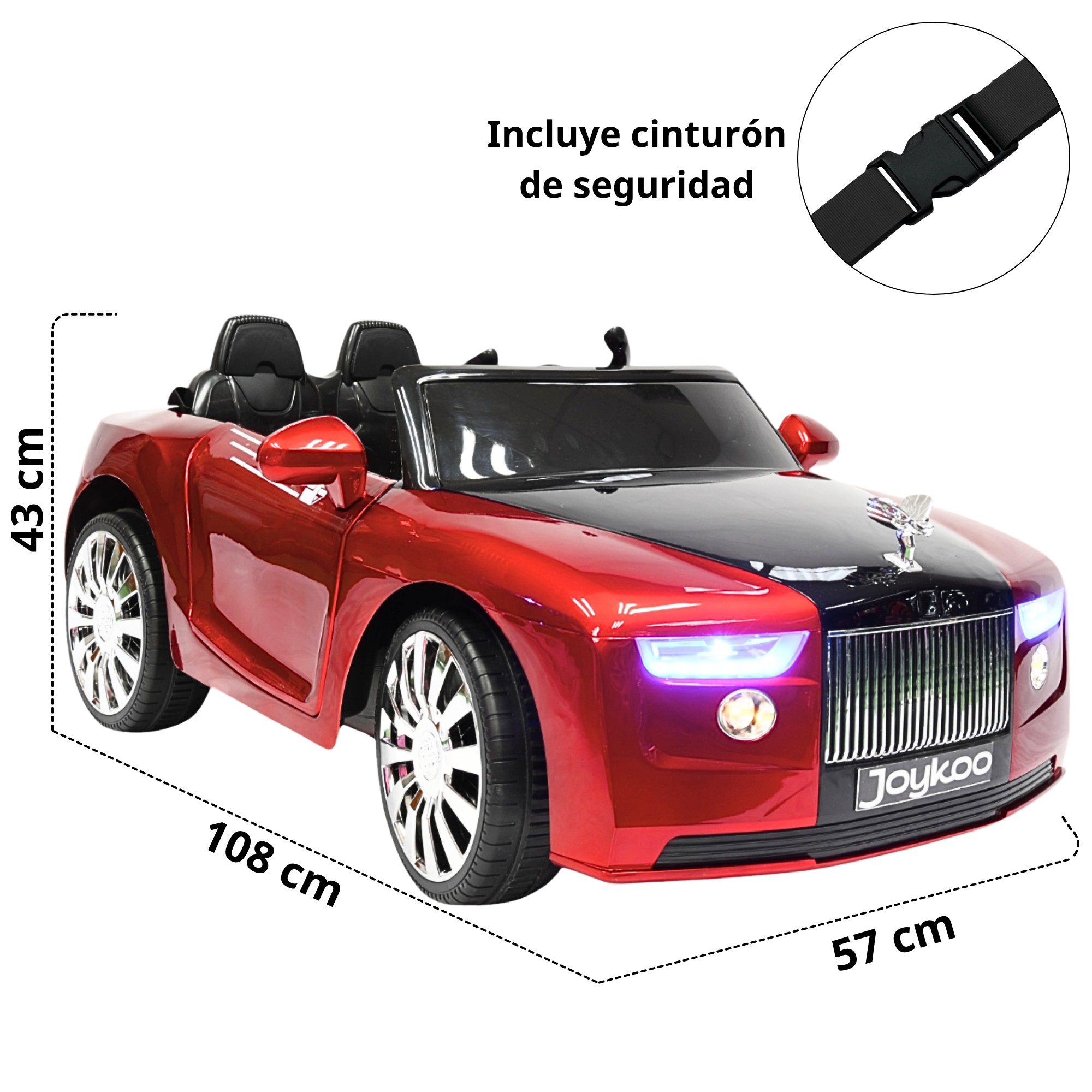 Montable Electrico Cl&aacute;sico para Ni&ntilde;os Conexiones Bluetooth USB y Auxiliar Luces Sonido 12v - Rojo image number null