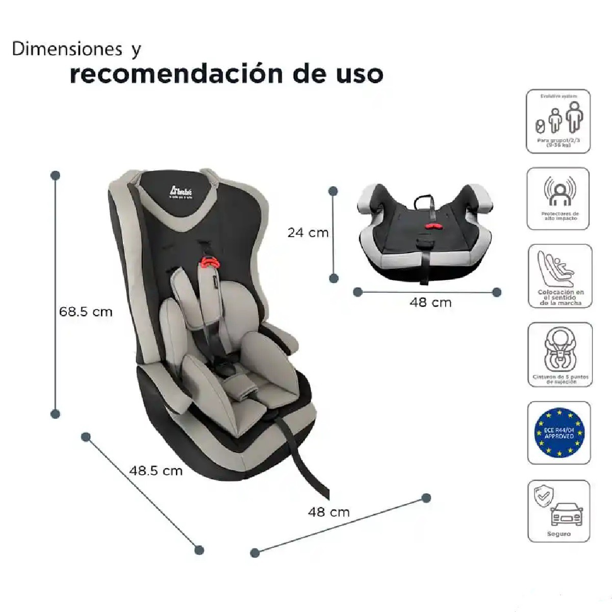 Autoasiento D&rsquo;Beb&eacute; Maxi Convertible a Booster Gris ENDY12 image number null