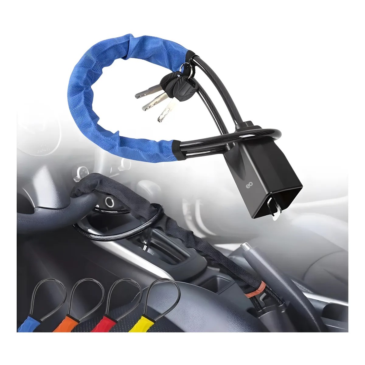Bloqueo De Seguridad Antirrobo Del Volante Del Coche Azul image number null
