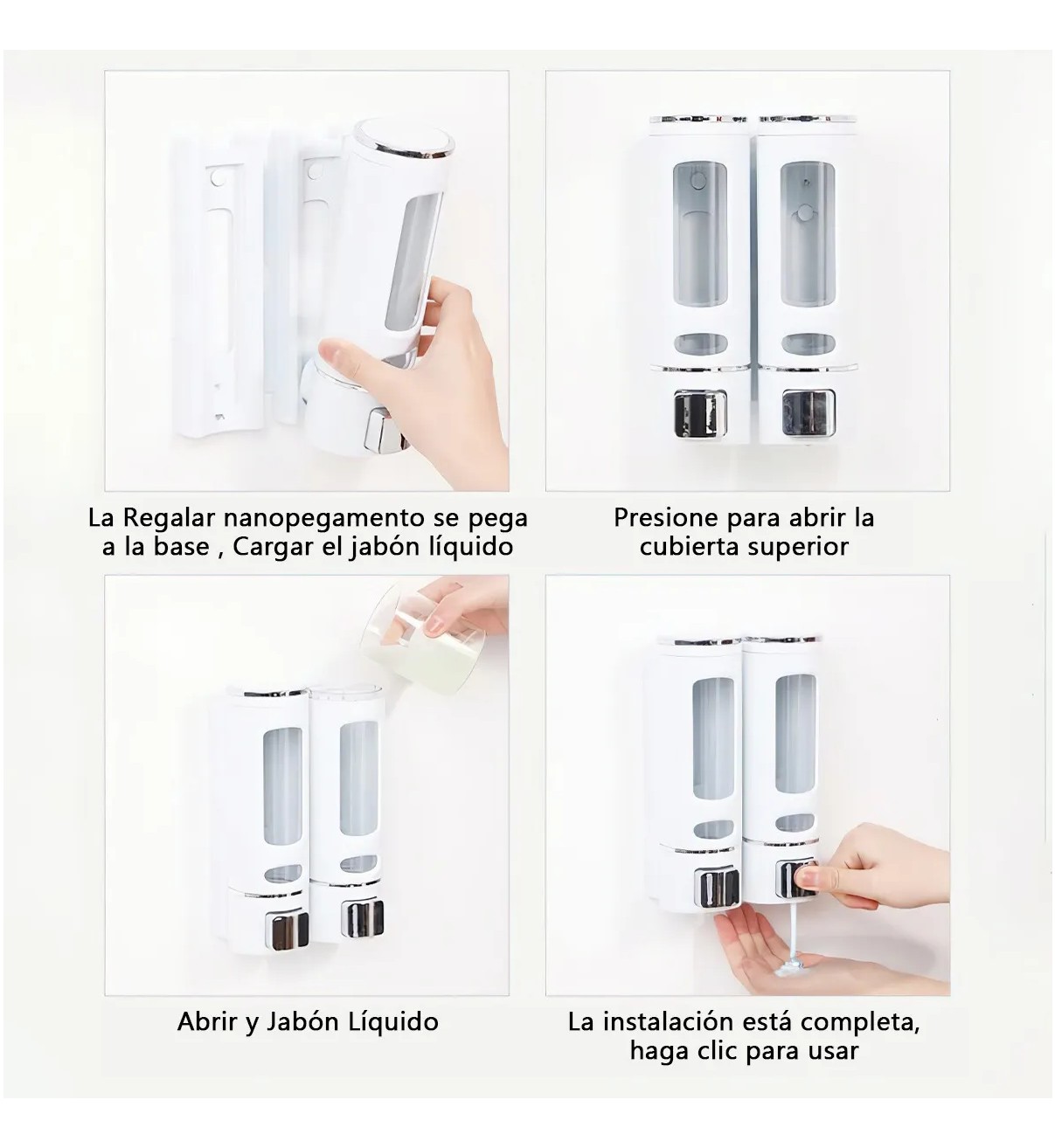 Dispensador De Jab&oacute;n L&iacute;quido Despachador De Champ&uacute; Gel 2 Pzs Blanco Malubero image number null