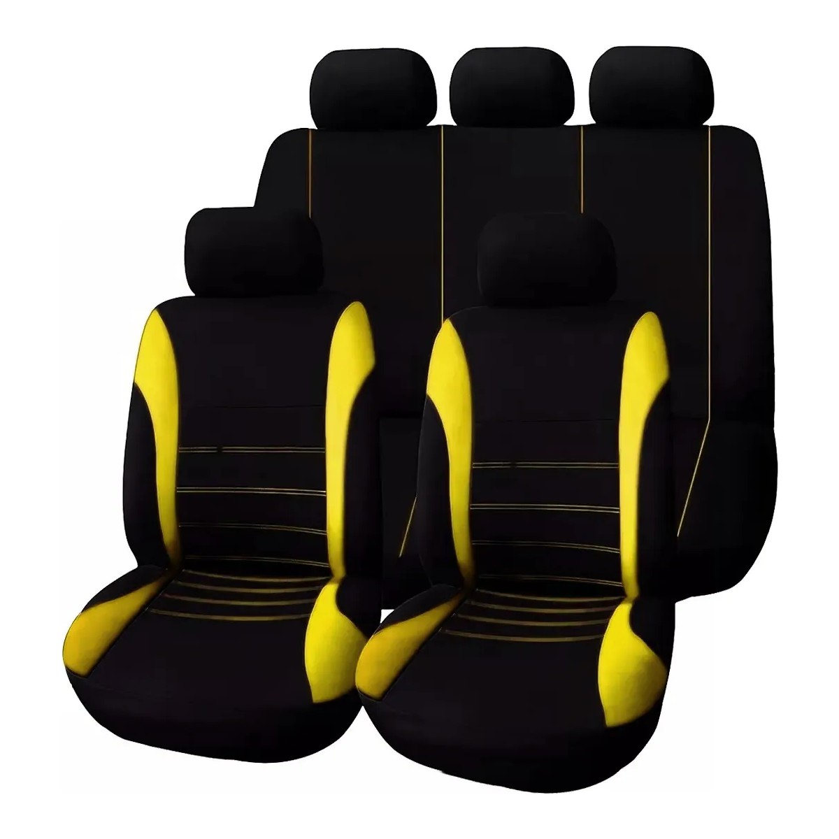 Fundas Para 5 Asientos De Autom&oacute;vil 9 Piezas Universal Amarillo image number null