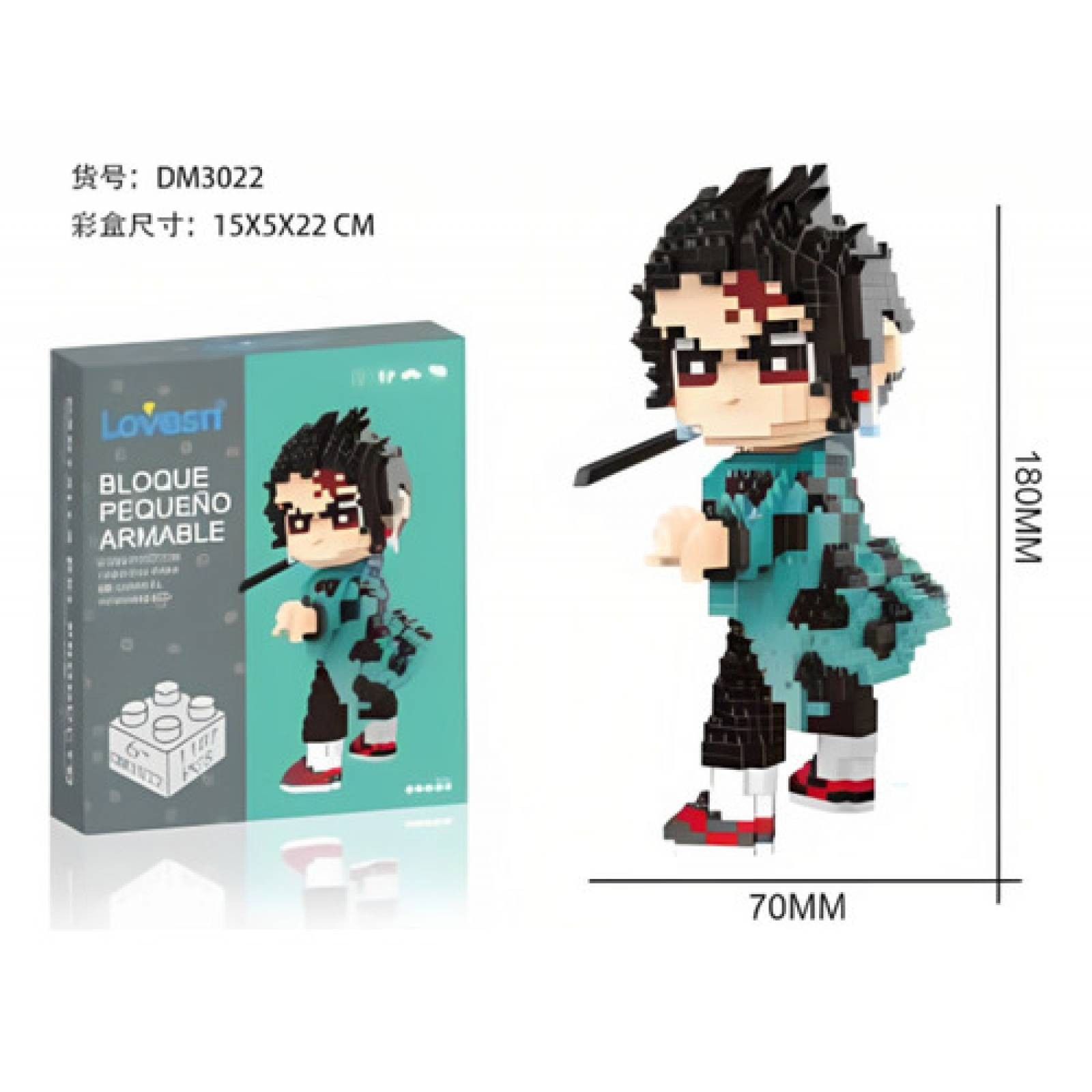 Figura Demon Slayer Kimetsu No Yaiba Figura De Bloques Armables 3d Cosplay Mini Building para ni&ntilde;os image number null