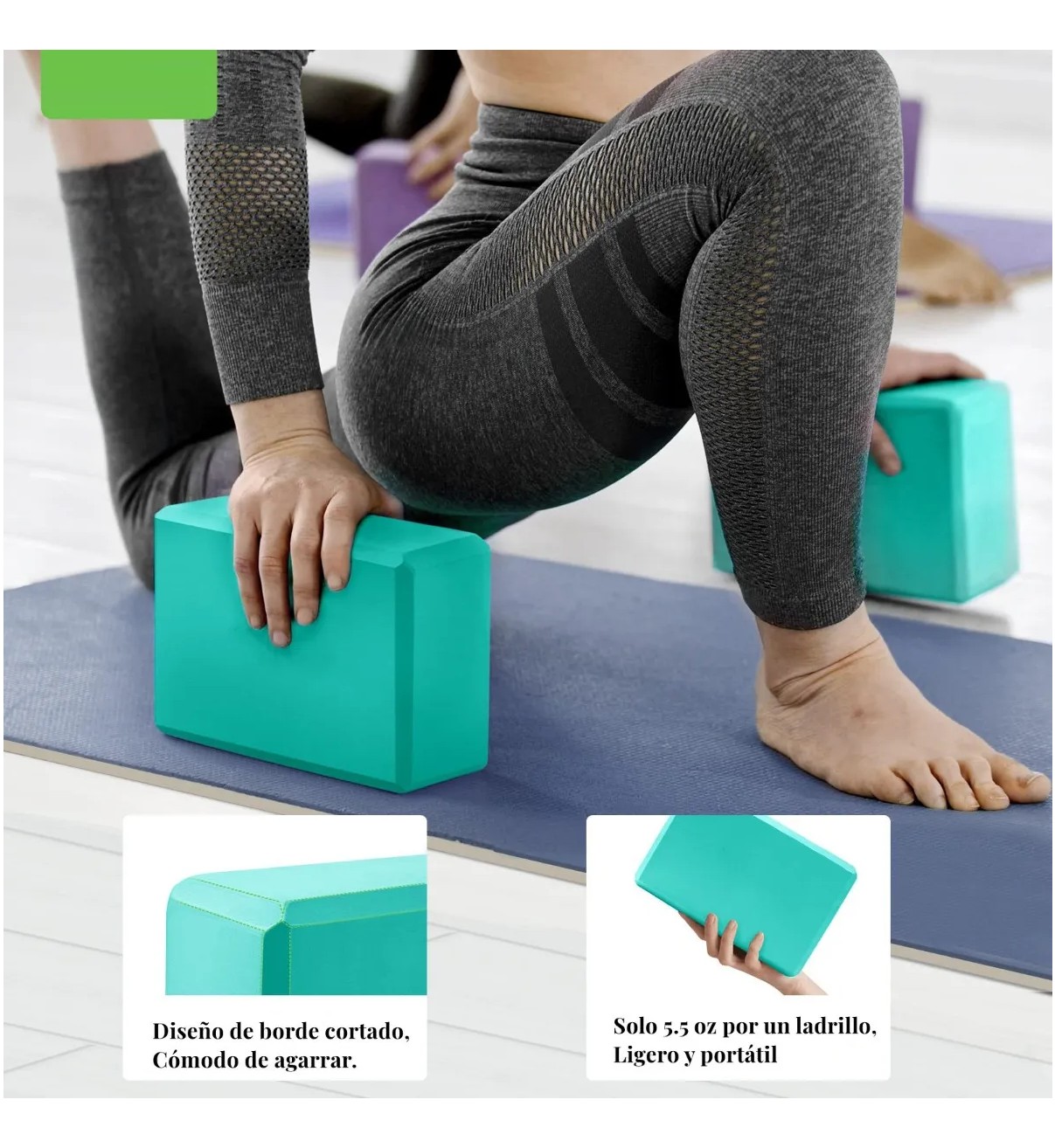 Bloque Para Yoga Brick Pilates Fitness Y Ejercicios Ladrillo Verde Malubero image number null