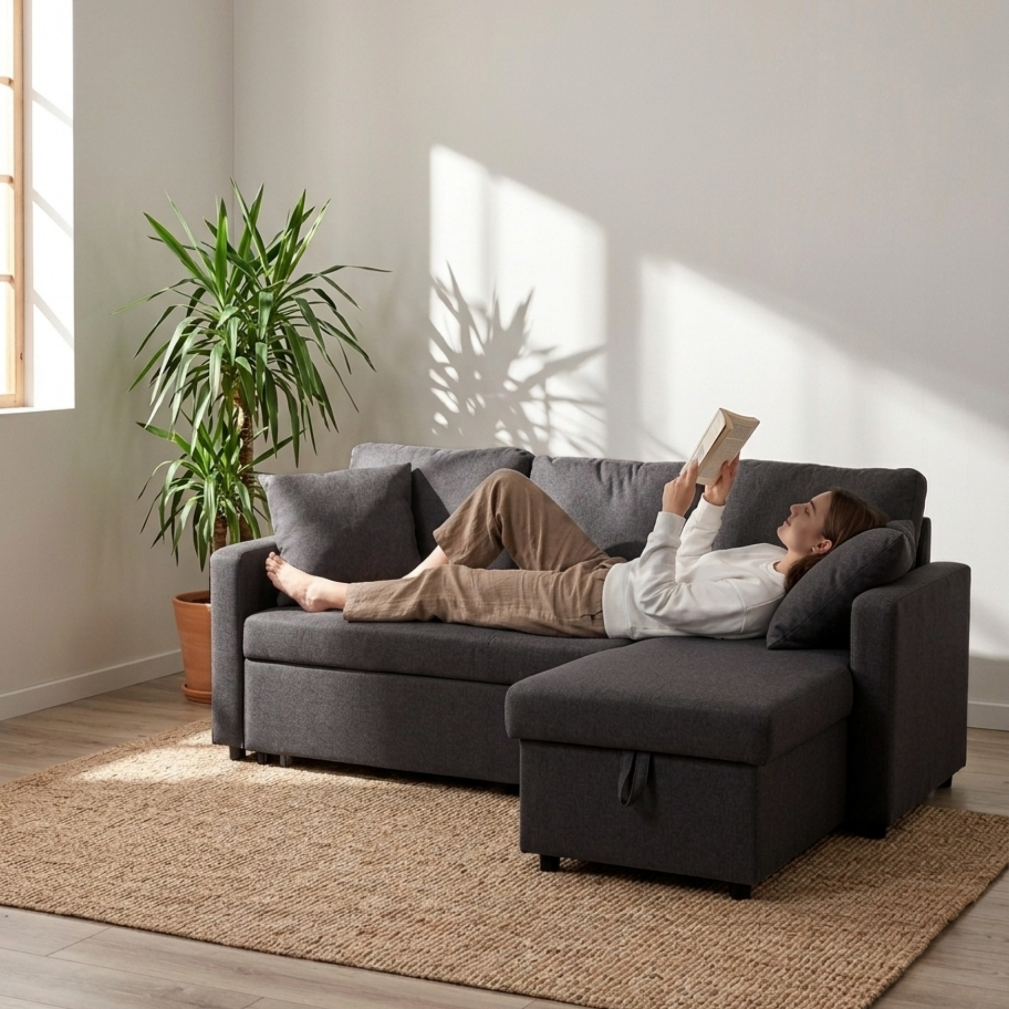 Sof&aacute; Cama Easy Living Segovia Gris Oscuro image number null