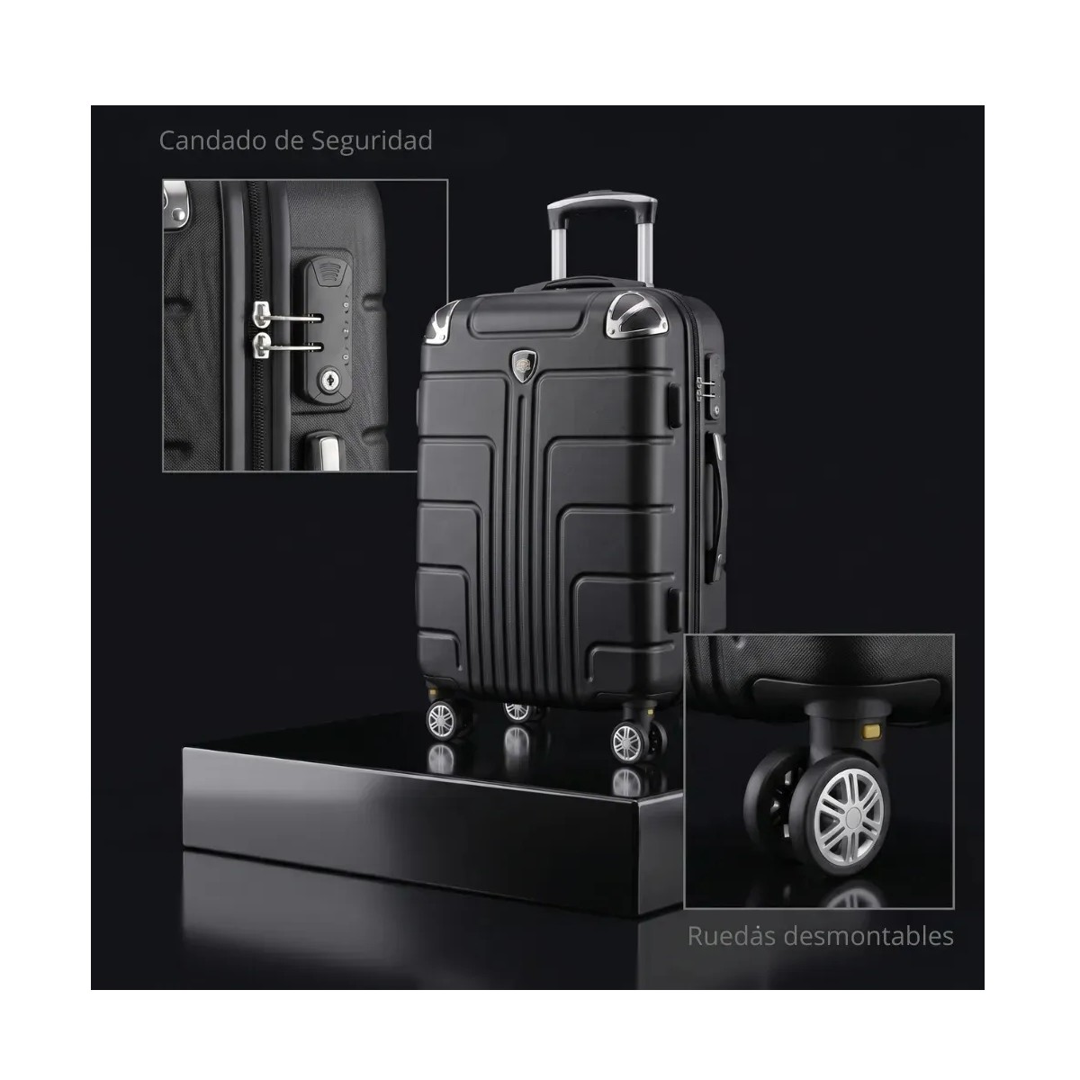 Maleta 10 Kg Cabina C/candado De Seguridad Doble Llanta Negro image number null
