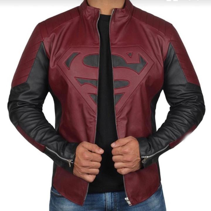 Chamarra de Cuero Autentico Superman de Caballero incluye regalo un Llavero de Piel. image number null