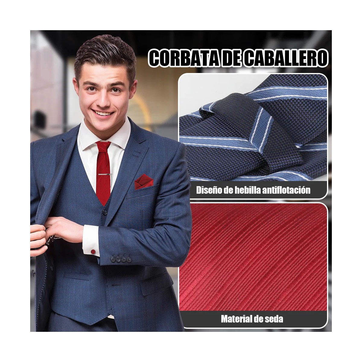 Set De Corbata Formal De 8 Cm Azul Bordo 2 image number null