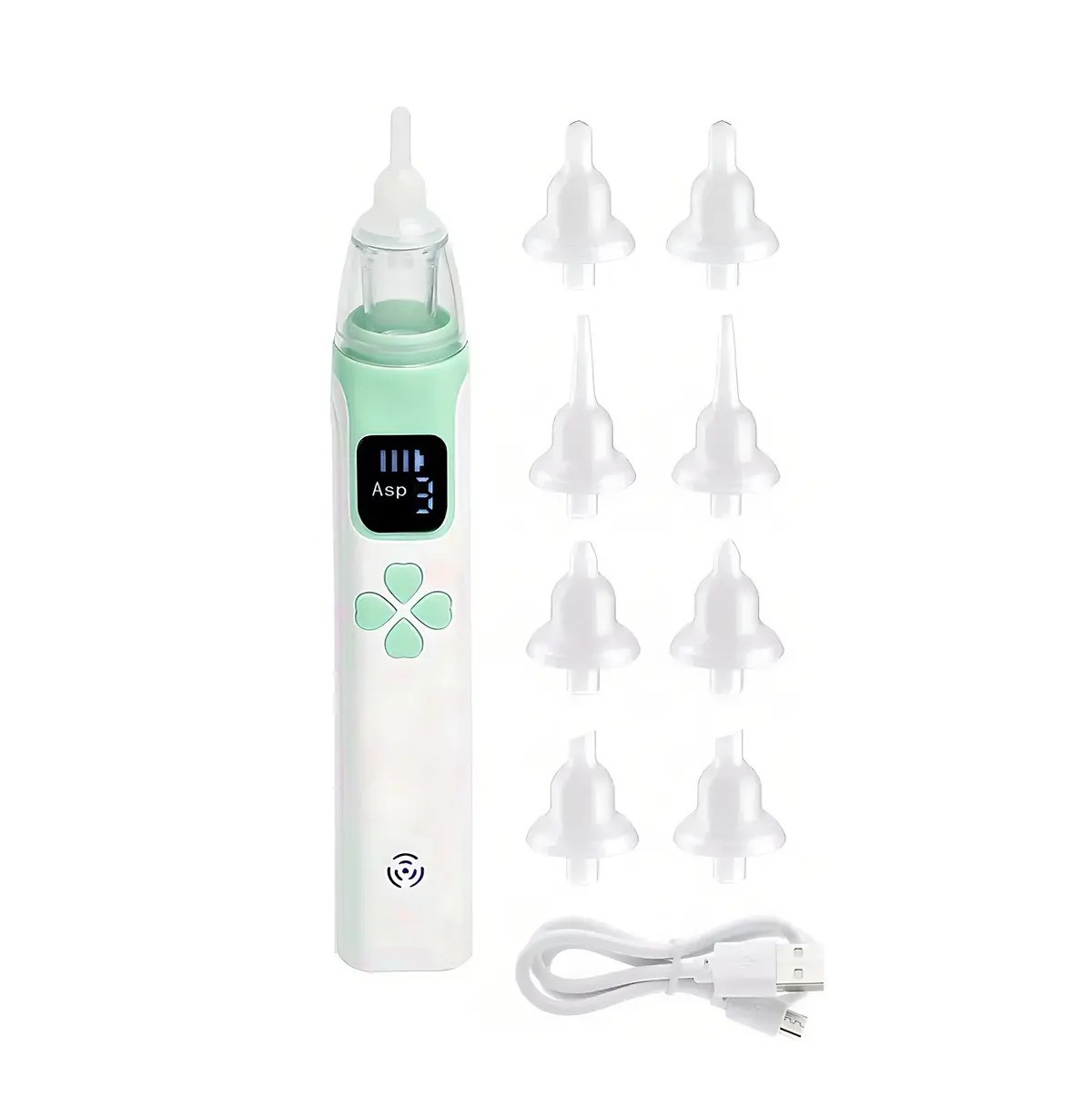 "Aspirador Nasal Beb&eacute; Saca Mocos Seguro El&eacute;ctrico Limpiador verde blanco " image number null