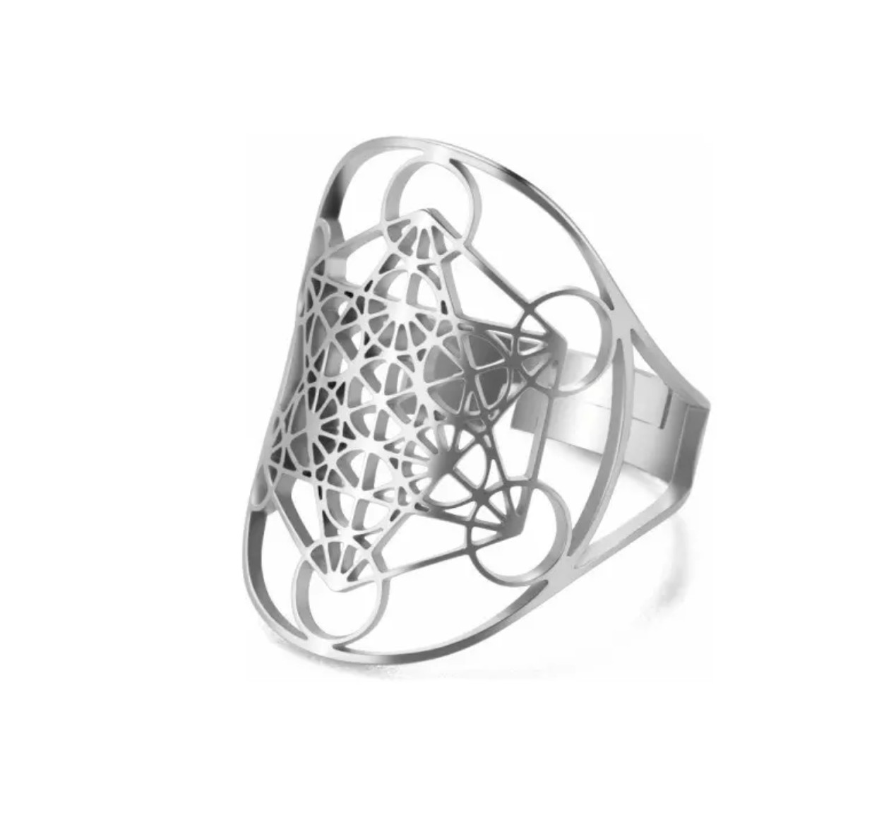 Collar Medallon Geometr&iacute;a Sagrada Anillo Y Pulsera 3 Piezas image number null