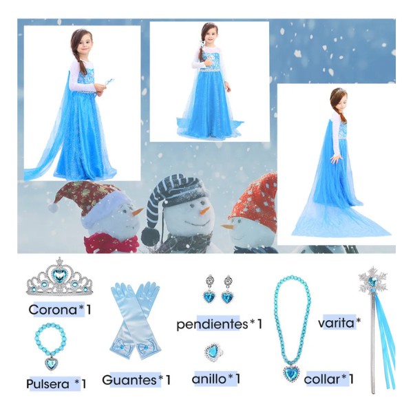 Vestido De Princesa De Elsa, Disfraz De Frozen Dise&ntilde;o para Ni&ntilde;a, Ropa De Halloween, Fiesta De Cumplea&ntilde;os o Cosplay image number null