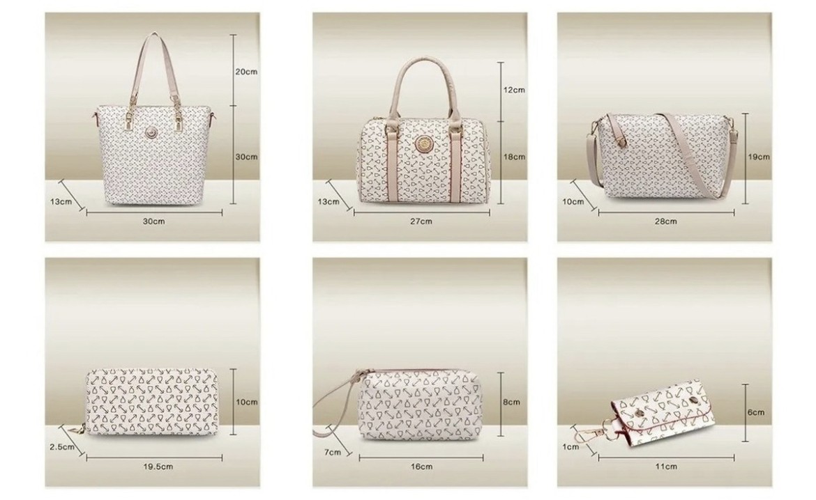 Set 6 Bolsas Mujer Estampado Cartera Moda Crossbody Tote Pu Color Negro image number null