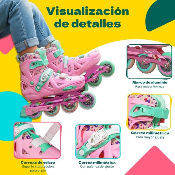 Patines Linea 4 Ruedas Soporte Aluminio Abec 9 Adultos Ni&ntilde;os Little Monkey image number null