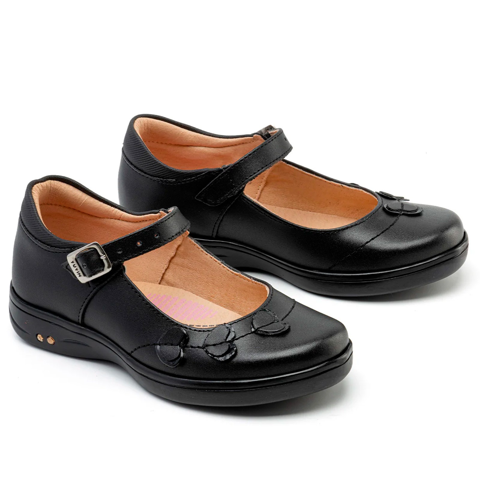 Zapato Yuyin Escolar Para Ni&ntilde;a Cl&aacute;sicos 25472 Negro De Piel image number null