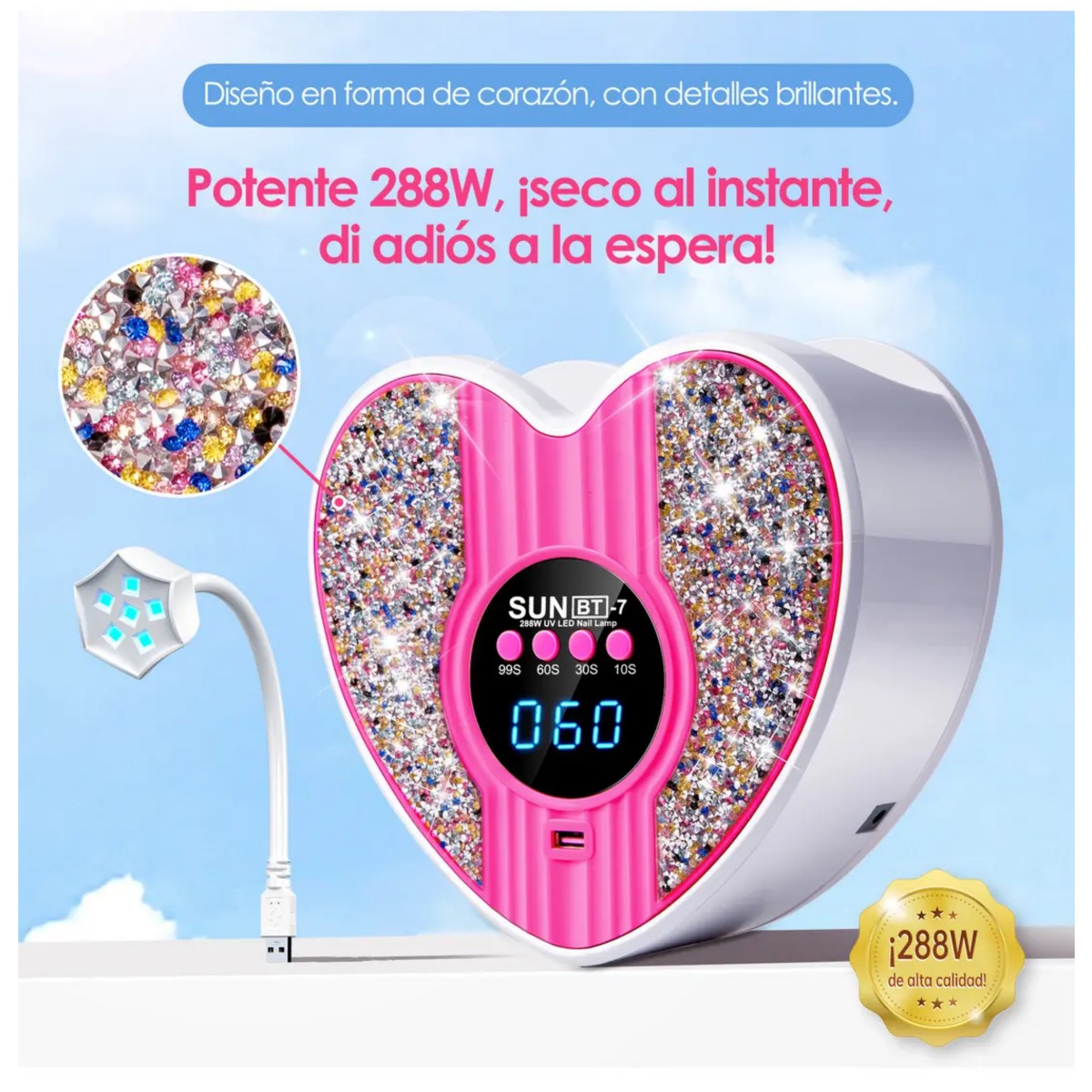 L&aacute;mpara Uv U&ntilde;as Sensor Infrarrojo Temporizador Fucsia image number null