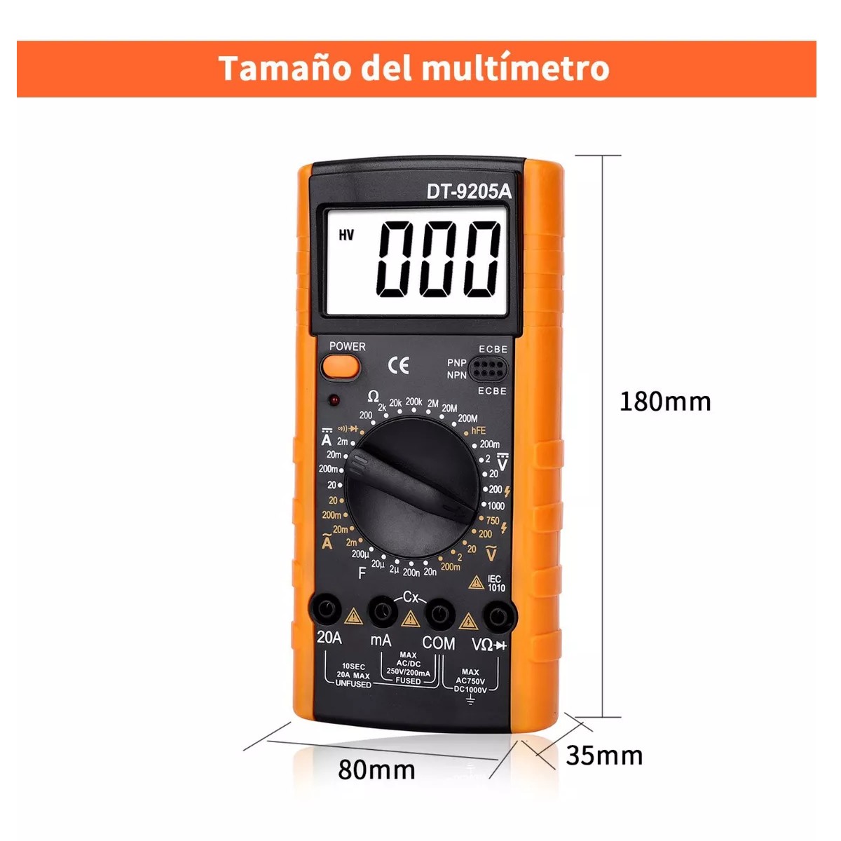 Multimetro Professional Digital Lcd Port&aacute;til Ac/dc Amarillo image number null