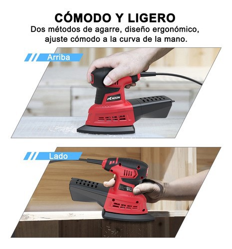 Kknoon Lijadora Orbital De Rat&oacute;n 1.6a 200w Con Disco De Lija rojo negro. image number null