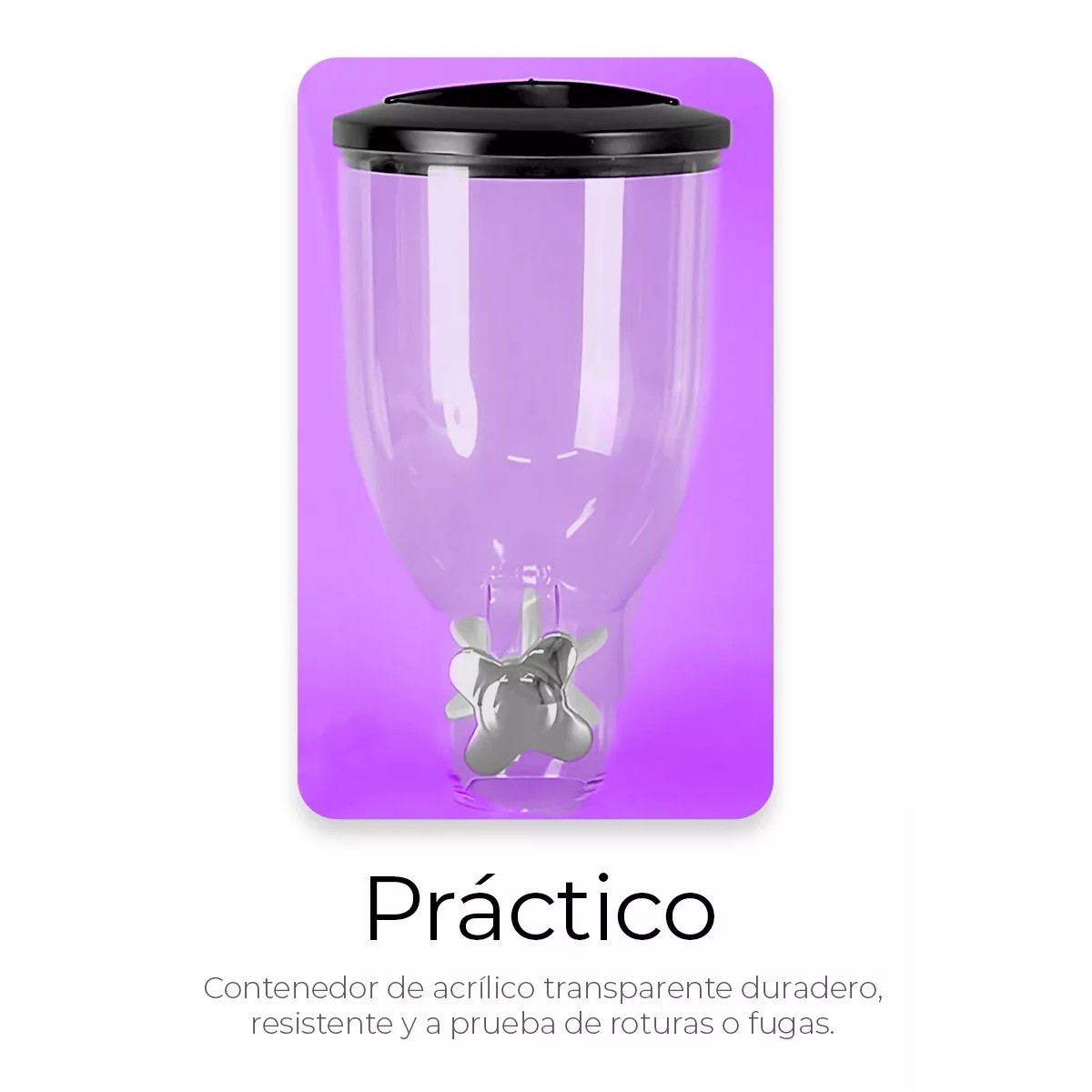 Dispensador De Cereal Despachador Doble Alimentos Y Semillas Color Negro image number null