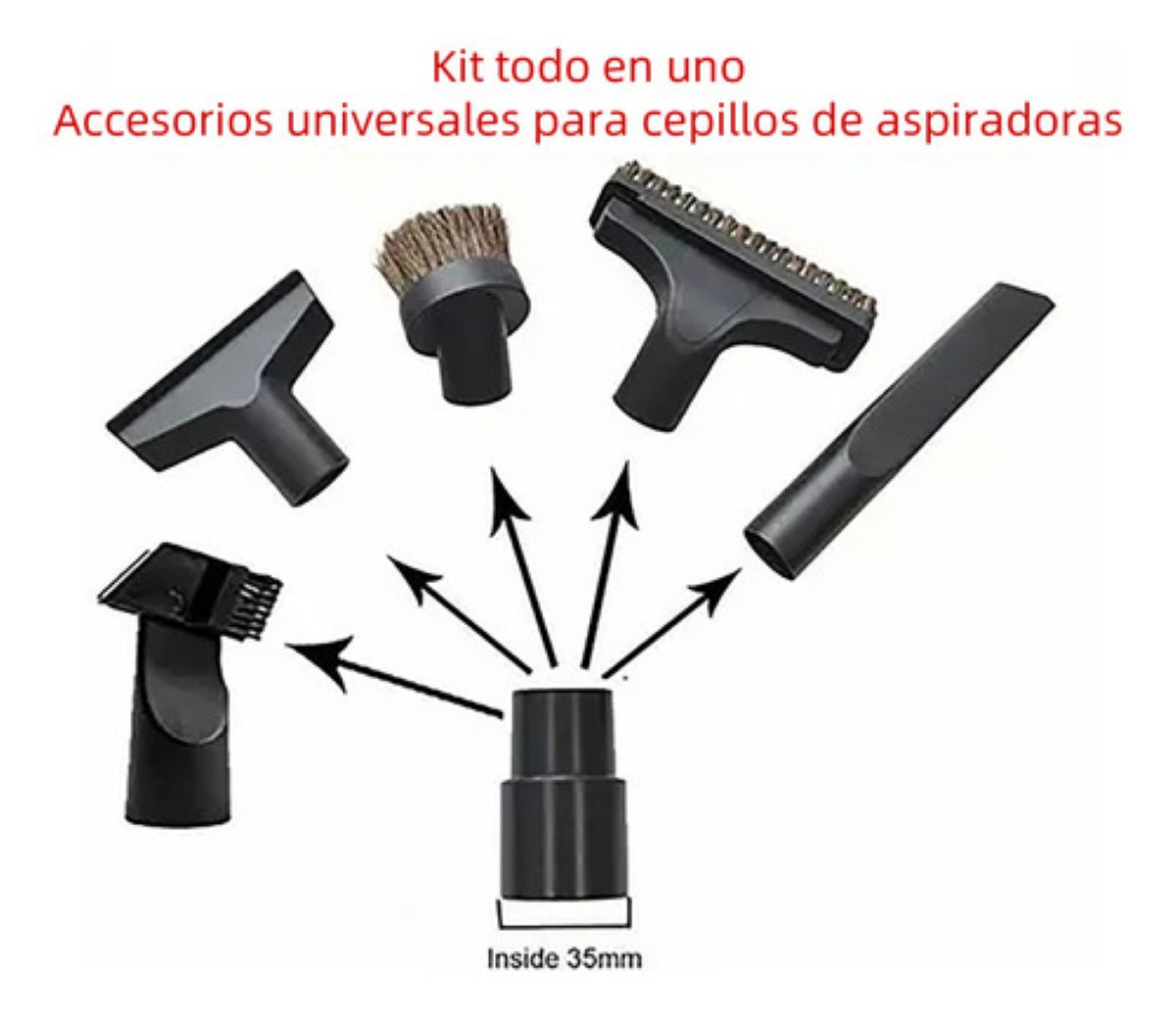 6 Pzs Accesorios De Repuesto Para Aspiradora, 32 A 35 Mm Color Negro image number null