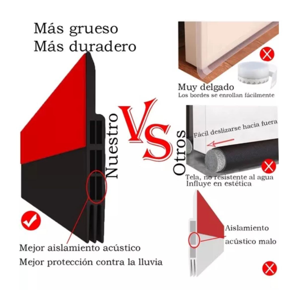 Sello Adhesivo A Prueba De Polvo Para Puertas Y Ventanas NEGRO image number null