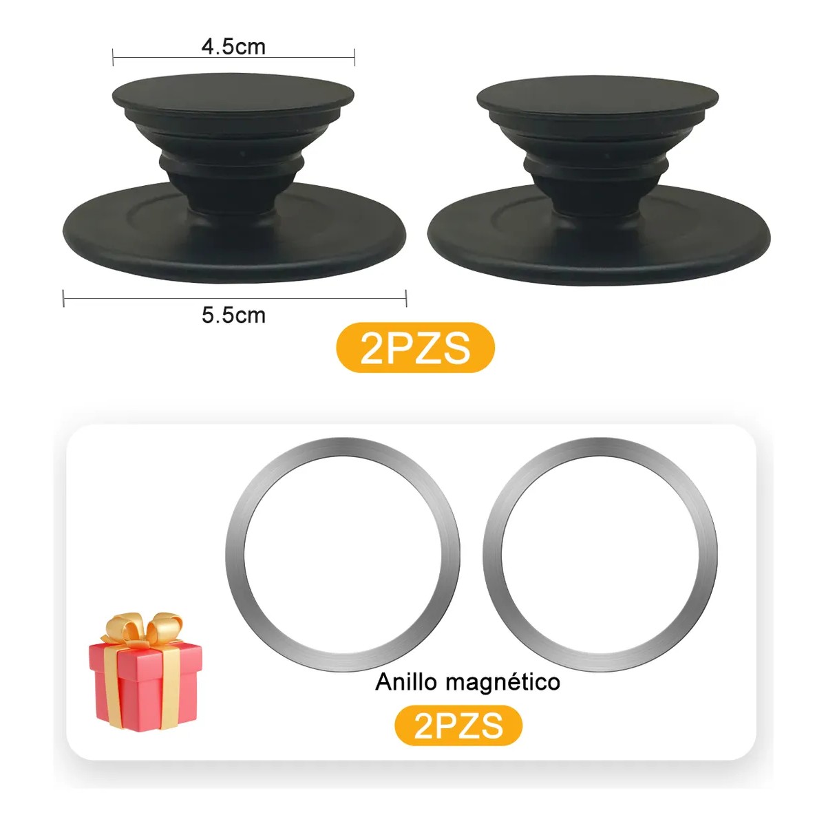 2pzs Socket Sujetador Celular Compatible Para iPhone Huawei Negro image number null