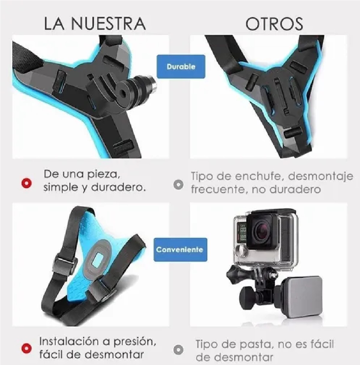Montura De Casco Gopro Hero 9 /8/7/6/5/4/3 Para Moto Azul image number null