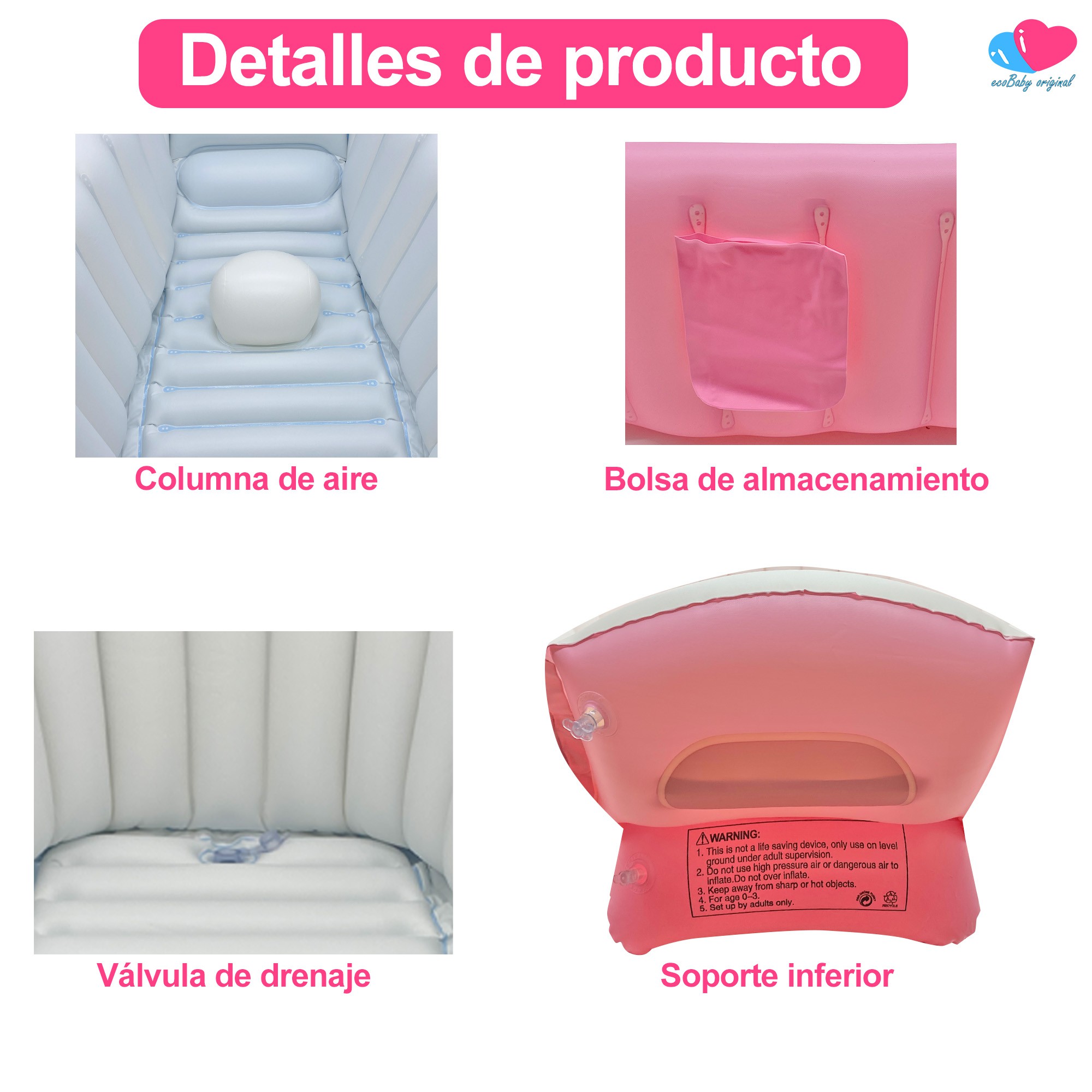 Ba&ntilde;era Inflable Para Reci&eacute;n Nacido Y Beb&eacute; Con Bomba Ecobaby Original image number null