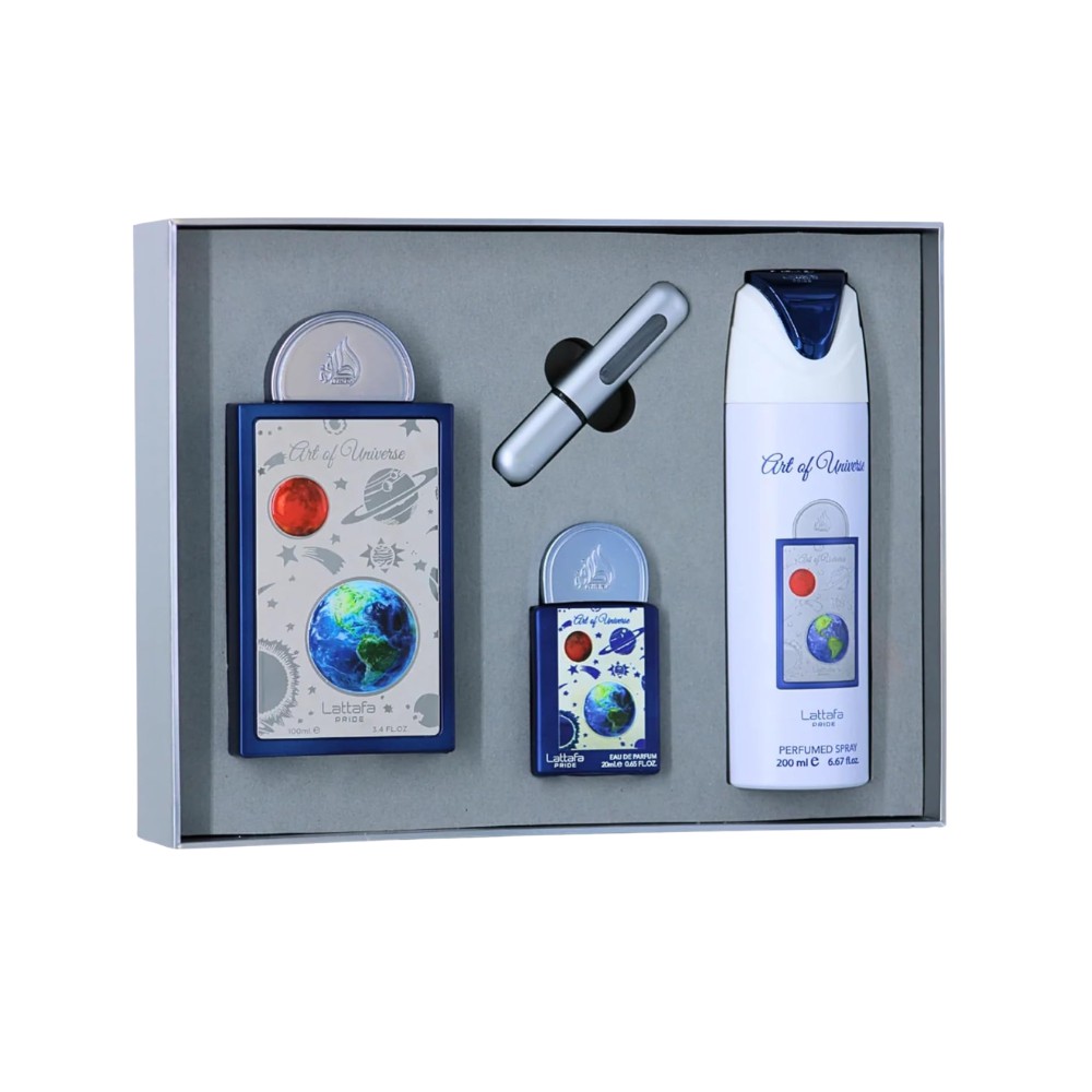Set de Fragancias Lattafa Pride Art of Universe Unisex 3 Piezas EDP 100ml + EDP 20ml + Spray 200ml image number null