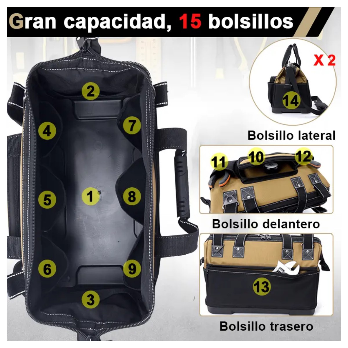 Mochila Compacta Para Herramientas Con Base De Pl&aacute;stico image number null