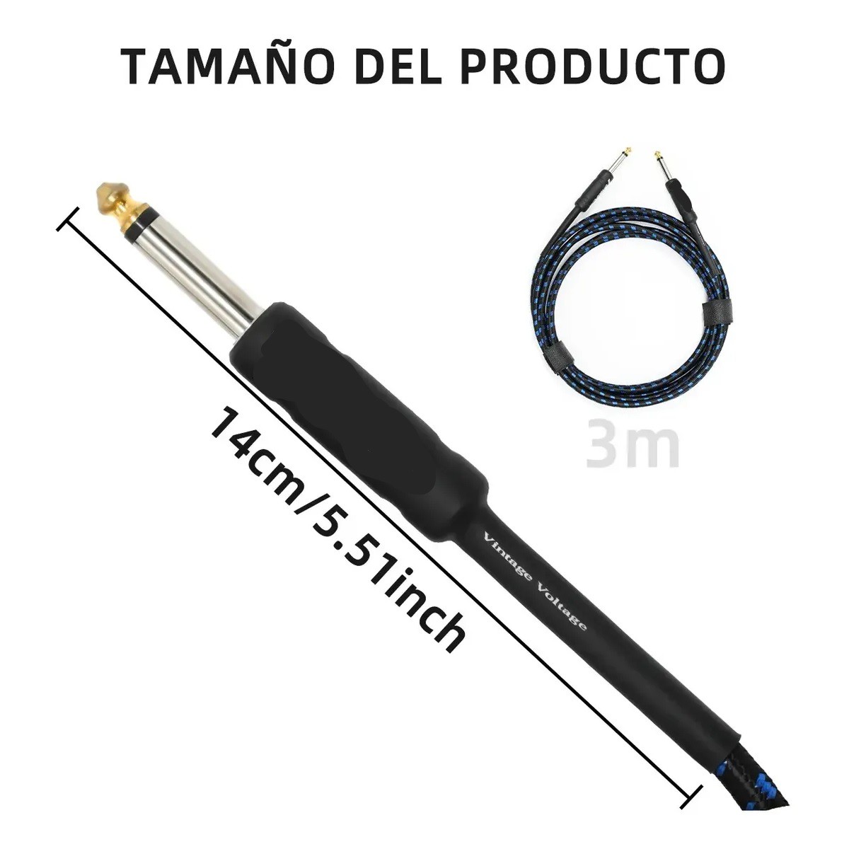 Cable Guitarra De Instrumento El&eacute;ctrico Amplificador De Bajo Color Azul/Negro image number null