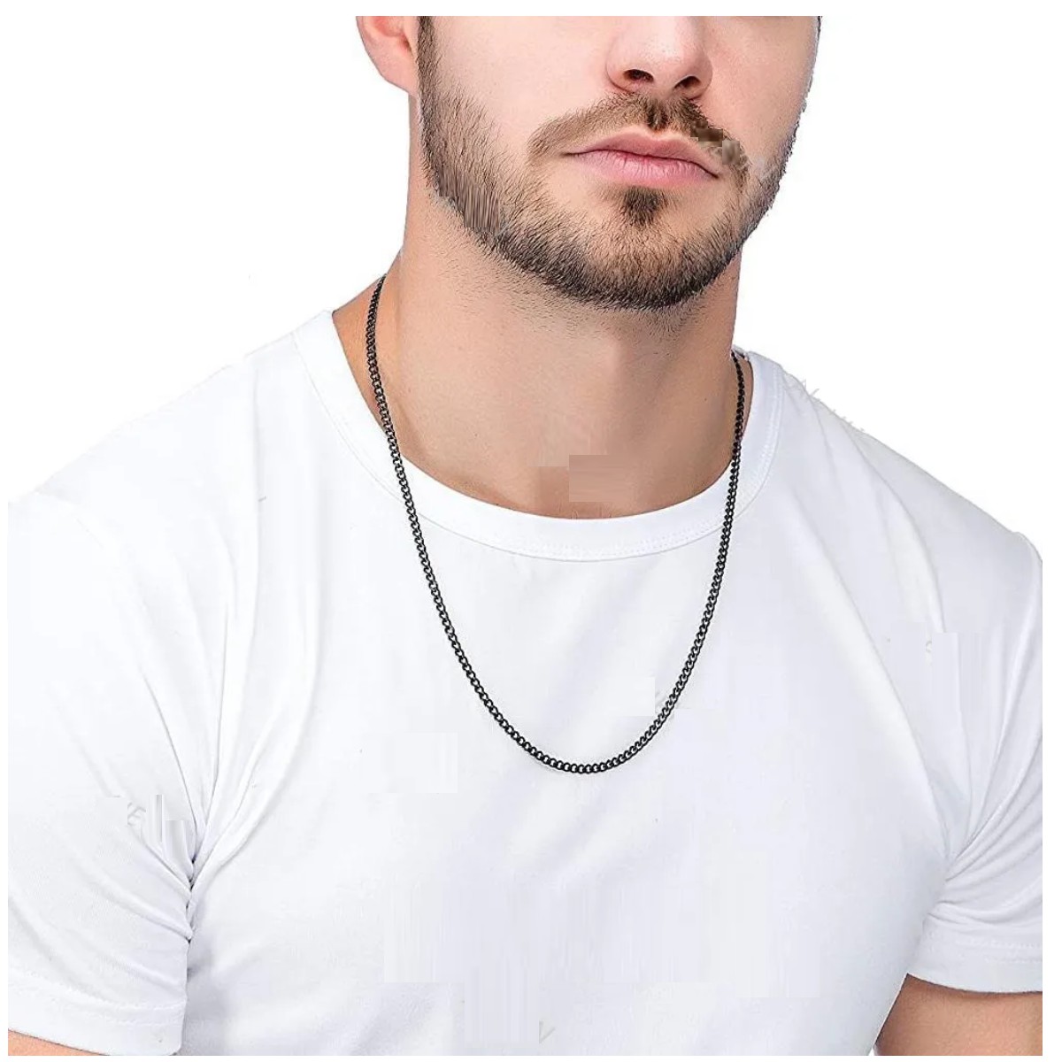 Collar Cadena Estilo Cubano Unisex Acero Inoxidable Negro 7mm-65cm image number null
