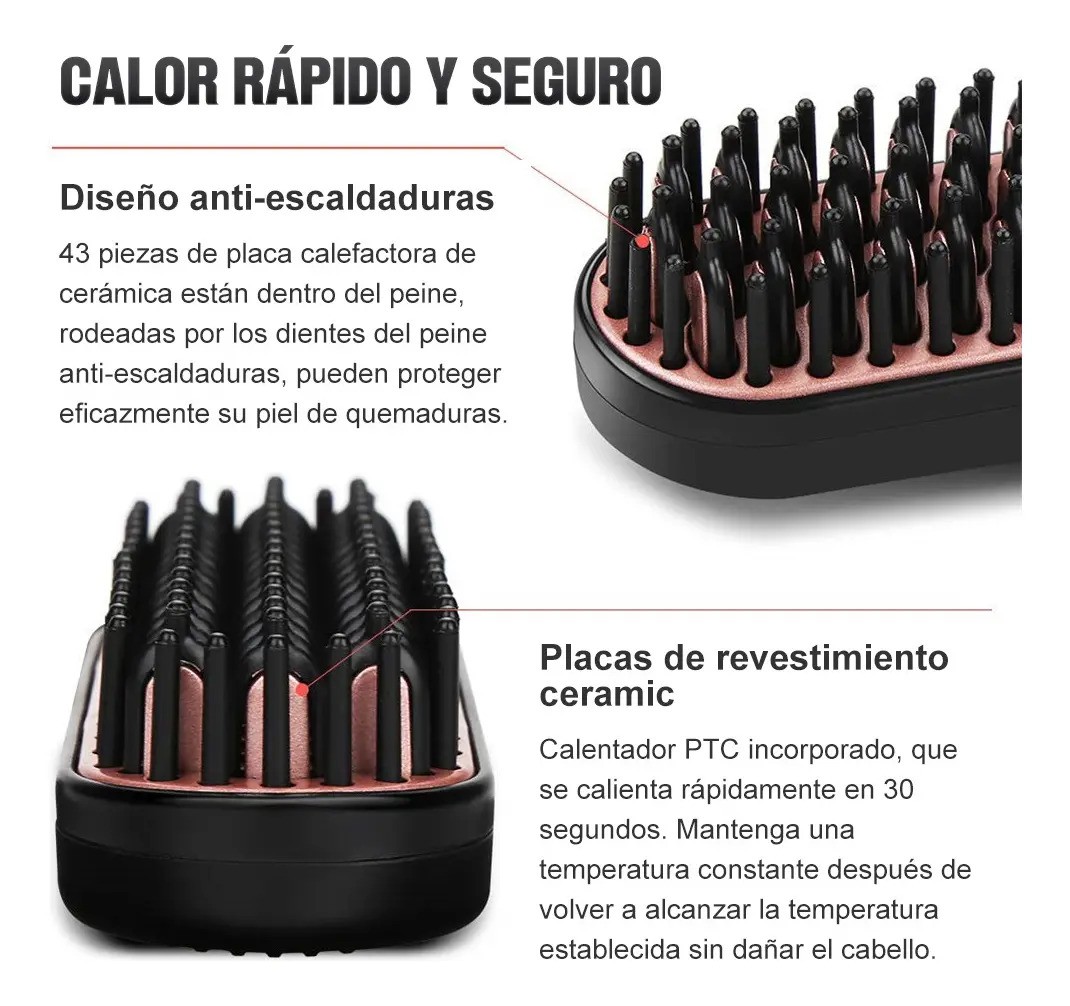 Cepillo El&eacute;ctrico Peine Alisador Negro image number null