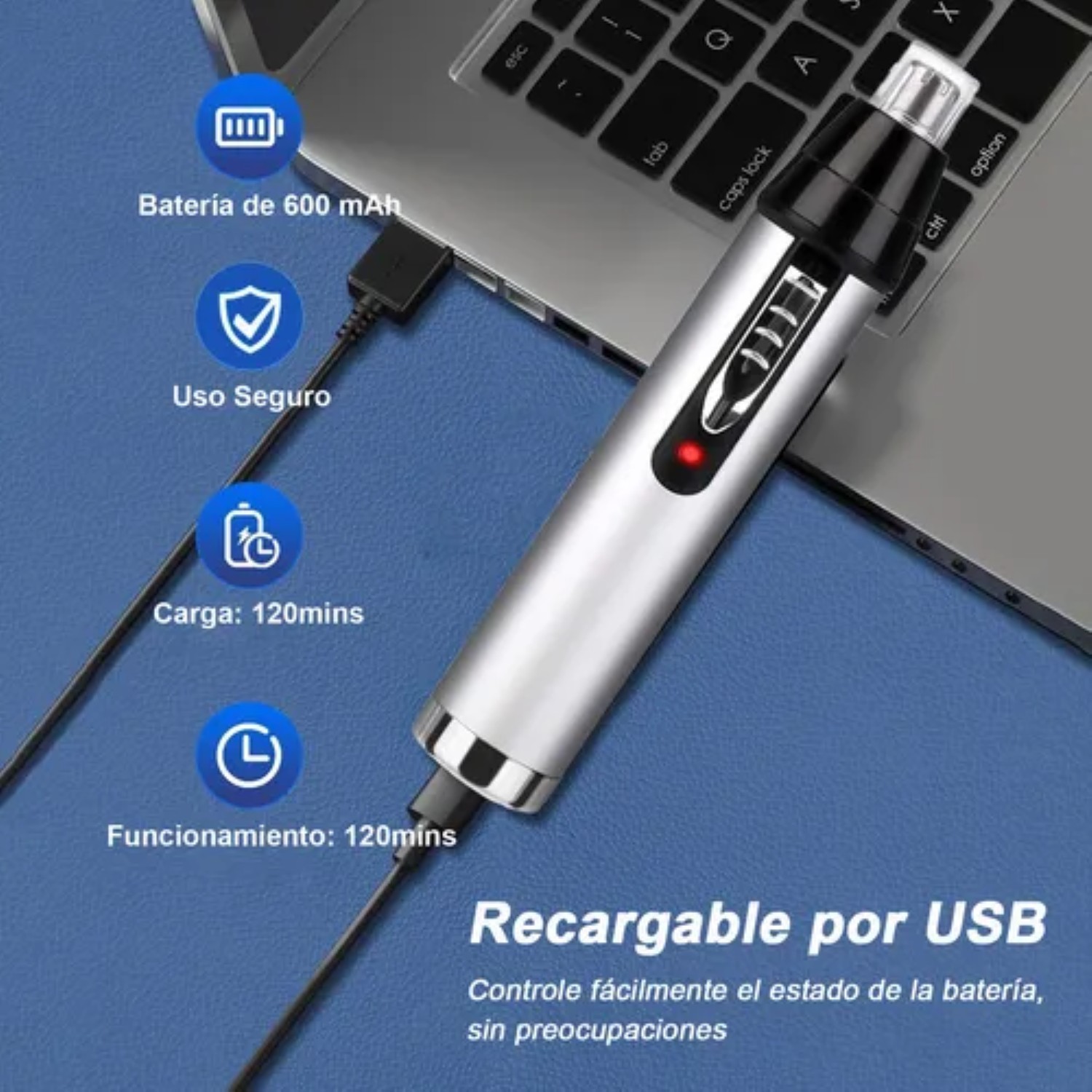 Recortadora El&eacute;ctrica De Barba Nariz 4 En 1 Afeitadora plata image number null