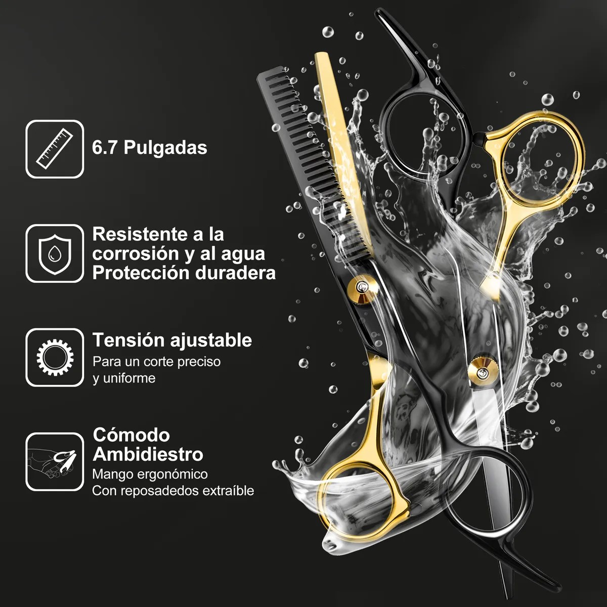 Kit De 19 Tijeras Profesionales Para Cortar Cabello Barbero image number null
