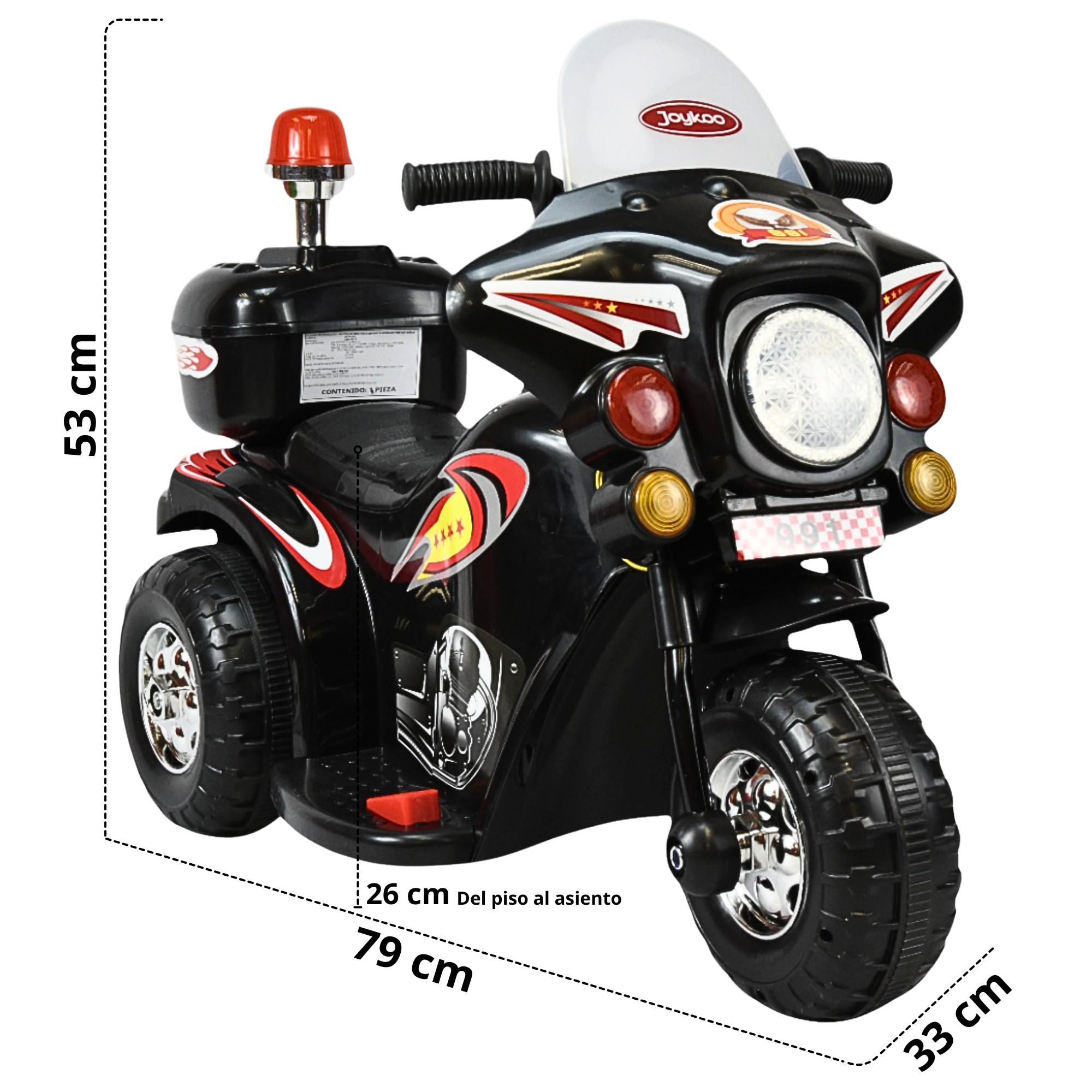 Moto Montable El&eacute;ctrica para Ni&ntilde;os Luces y Sonido Bateria 6v - Negro image number null