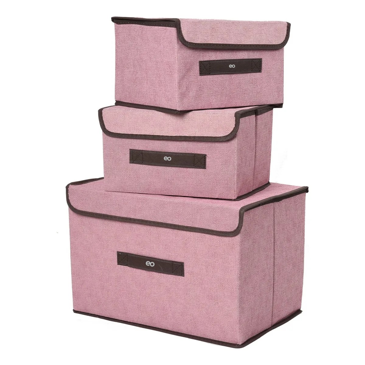 Cajas Organizadoras De Tela Plegables Con Tapas, 3 Uds. Rosa image number null
