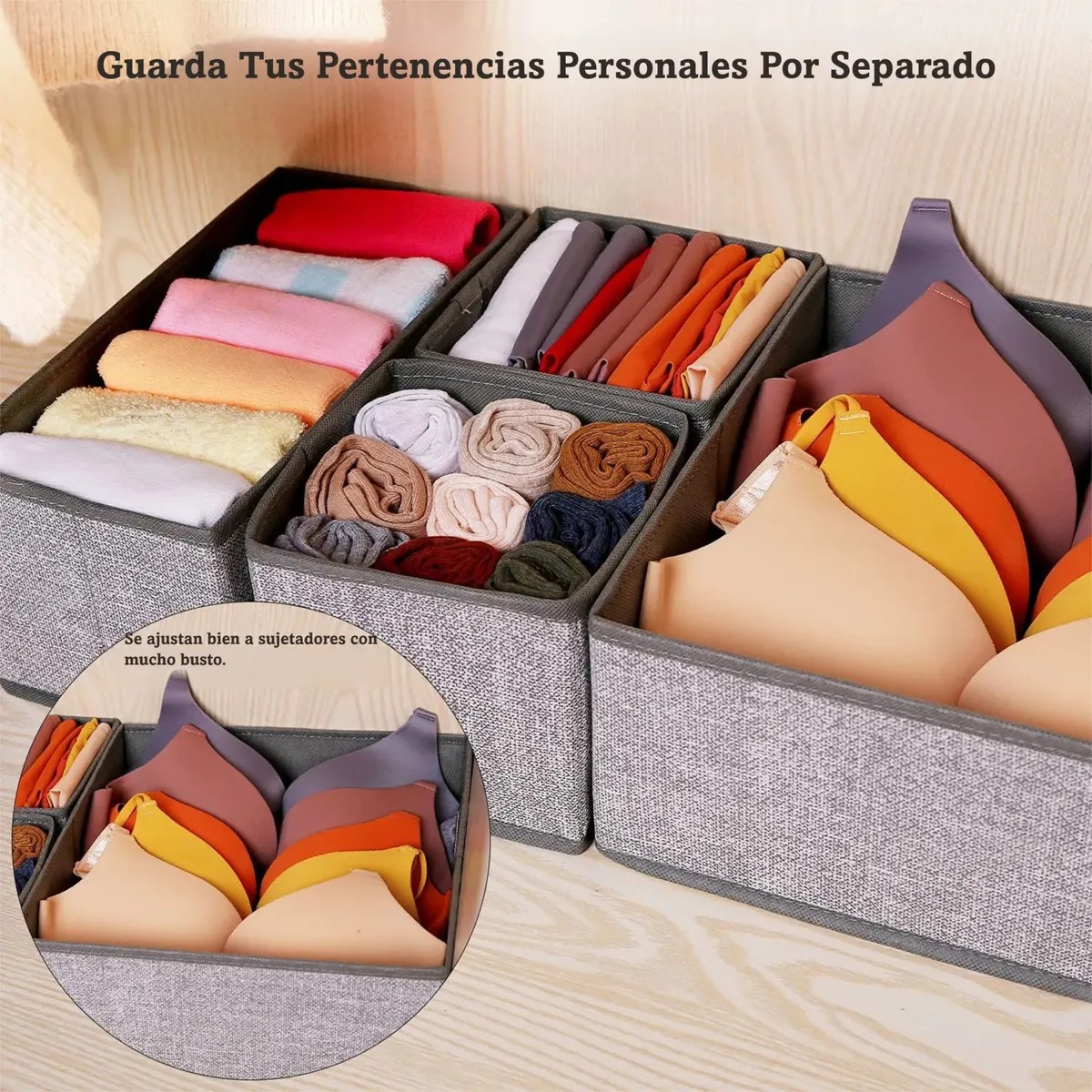 Cajas Organizadoras De Tela Plegables 12 Piezas Color Gris image number null