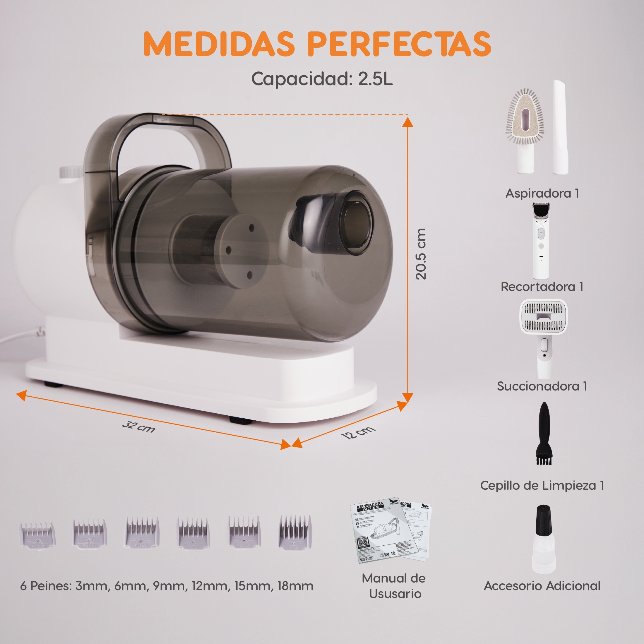 Kit De Aseo Para Mascotas Poli Pets 8 en 1 Con aspiradora 10000 Pa image number null