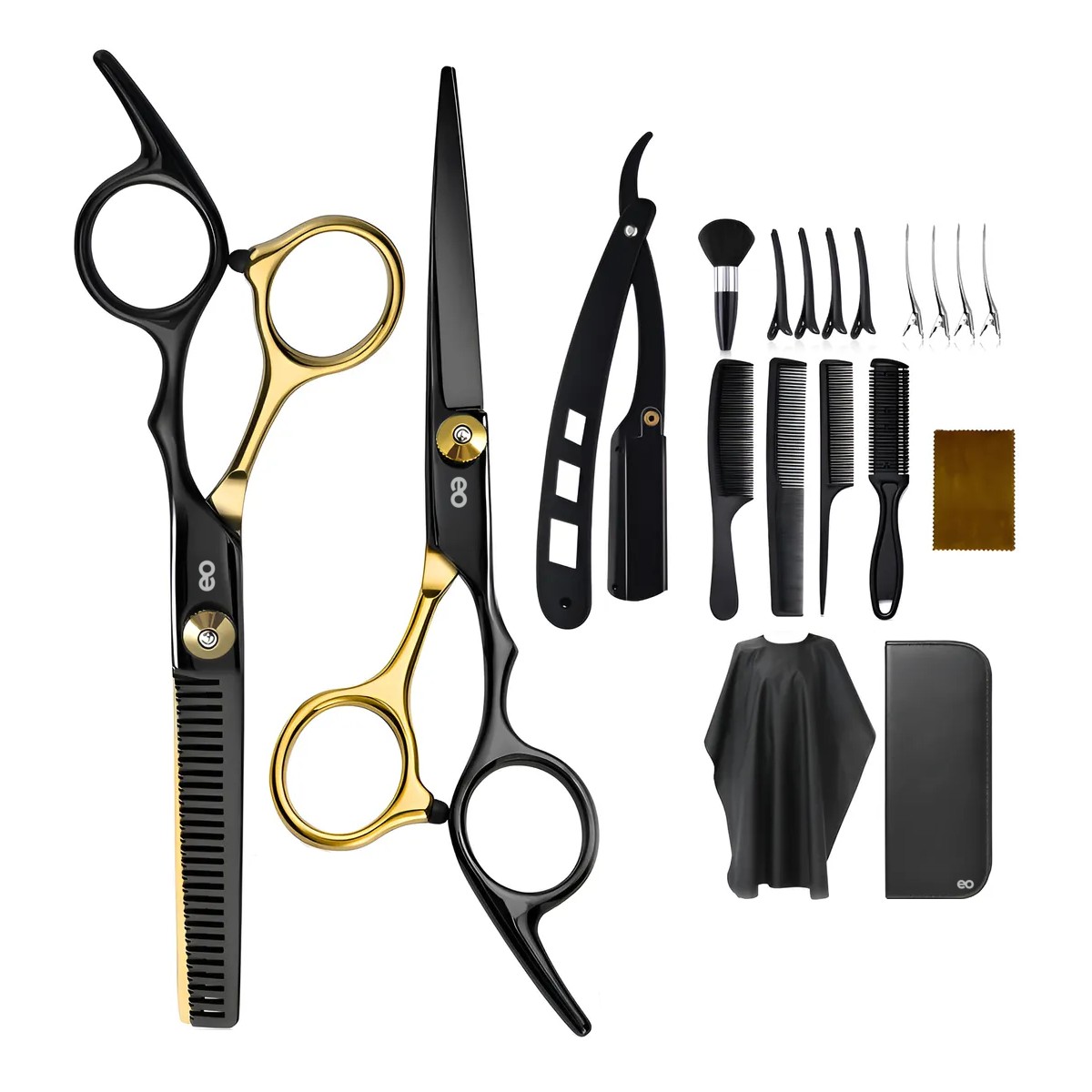 Kit De 19 Tijeras Profesionales Para Cortar Cabello Barbero image number null