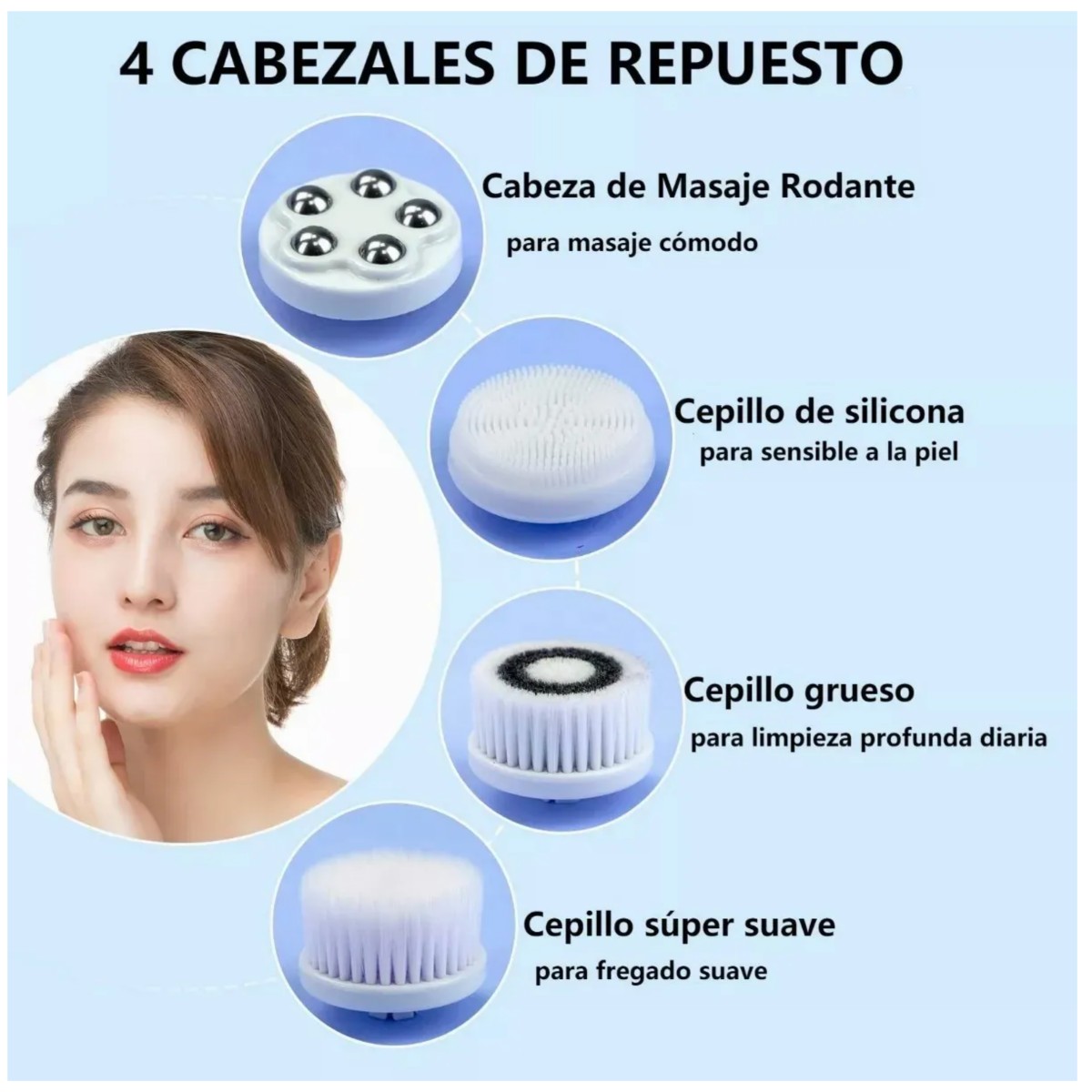 Cepillo Faciales El&eacute;ctricos Limpiadora Recargable Masajeado Blanco image number null