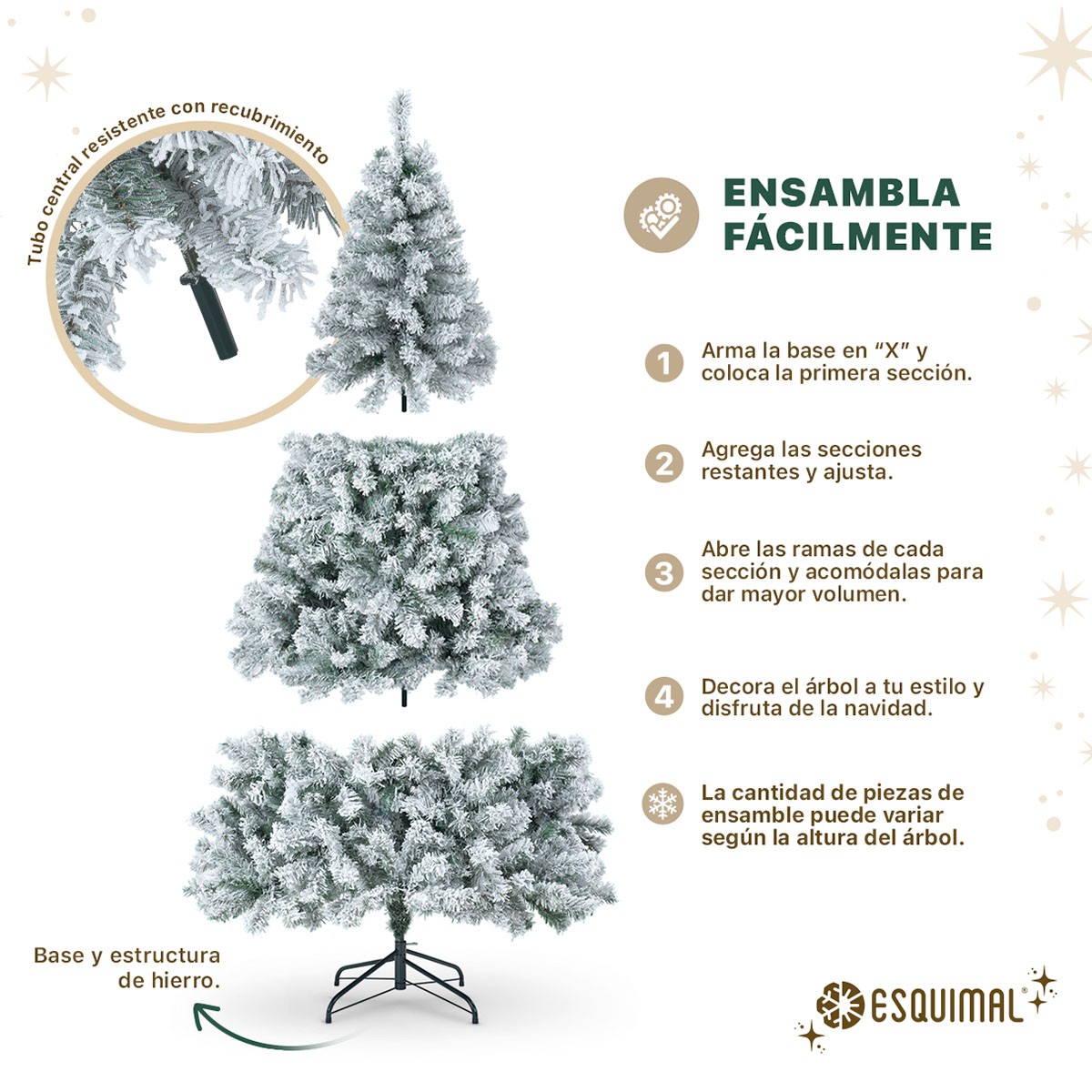 &Aacute;rbol de Navidad Artificial Pino Cl&aacute;sico 1.5m 600 Ramas &ndash;Verde Nevado ESQUIMAL. image number null