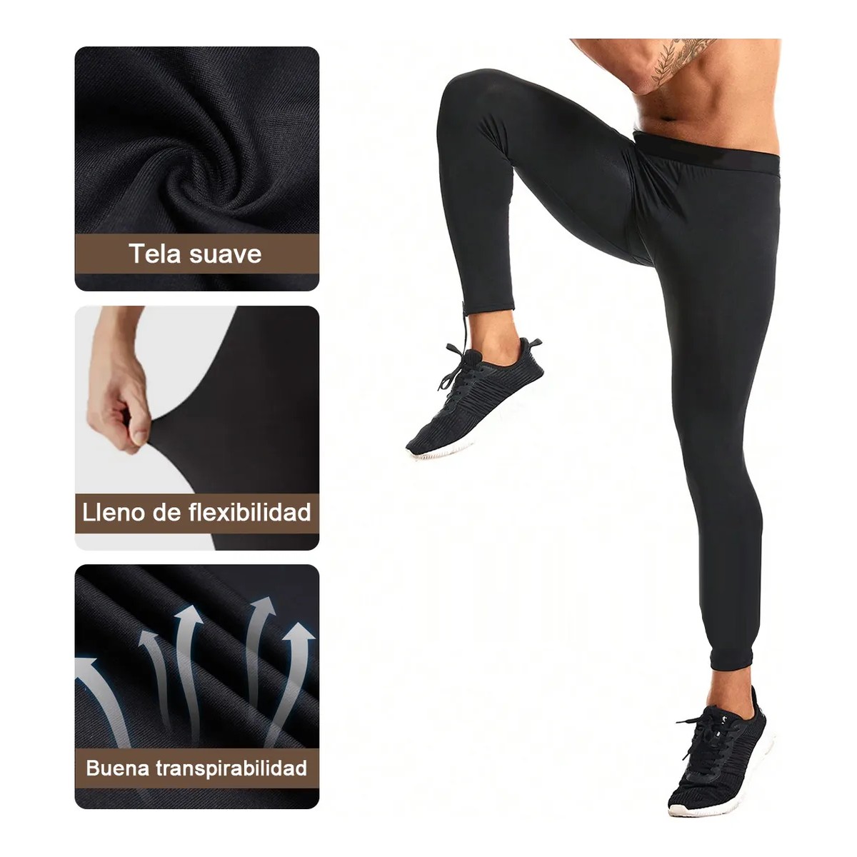 2pz Lycra Gym Yoga Hombre Transpirable Mallas Correr Deporte Talla: S image number null