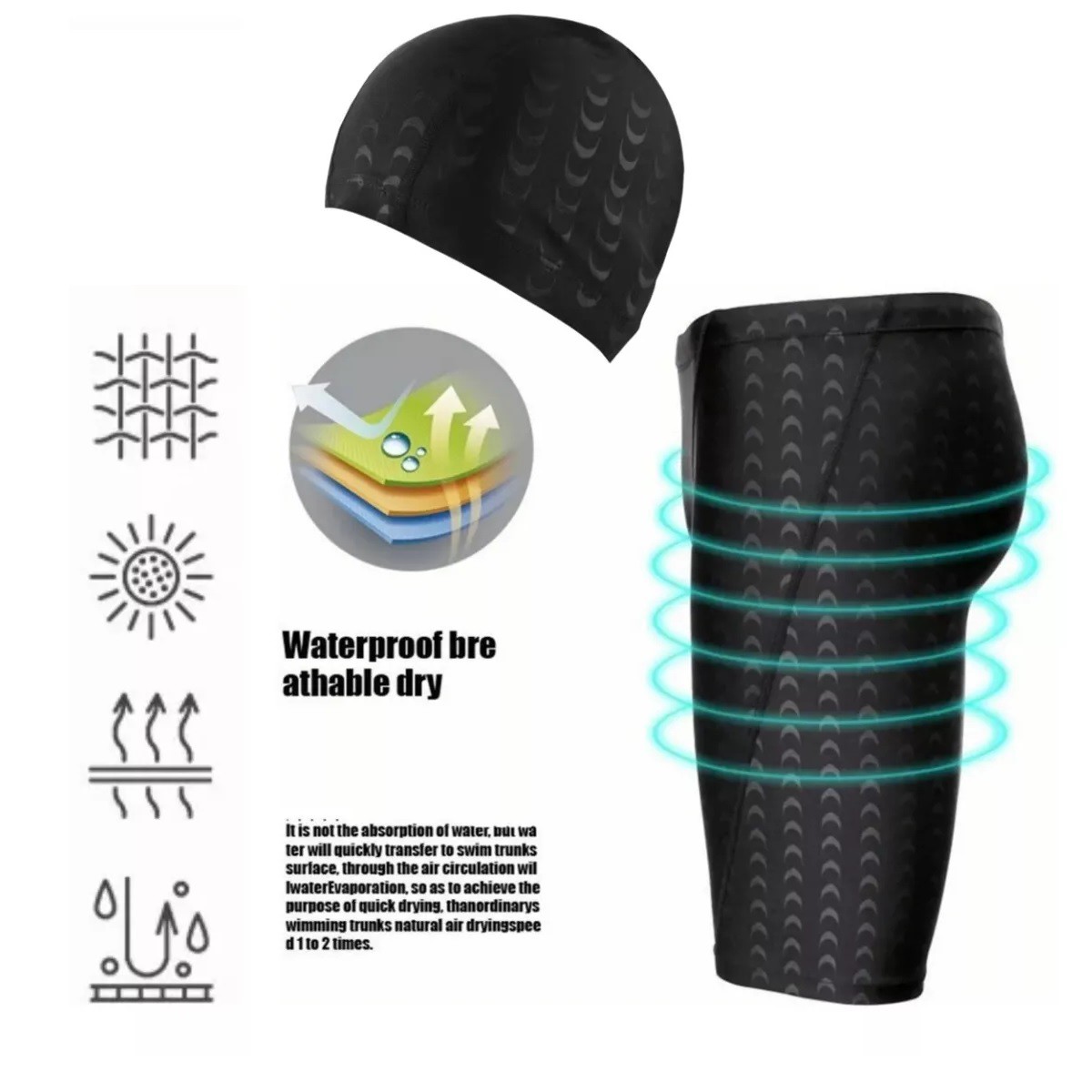 Trajes De Ba&ntilde;o Deportivo Hombre Nataci&oacute;n Y Gorro De Nataci&oacute;n 3XL image number null