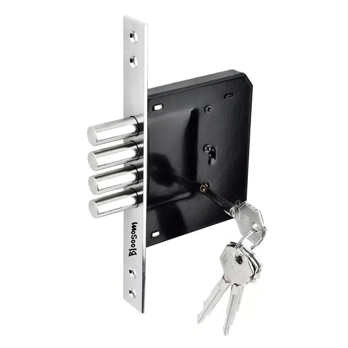 Cerradura Chapa Cerrojo 4 Bulones Llave Tetra N&iacute;quel Plata image number null