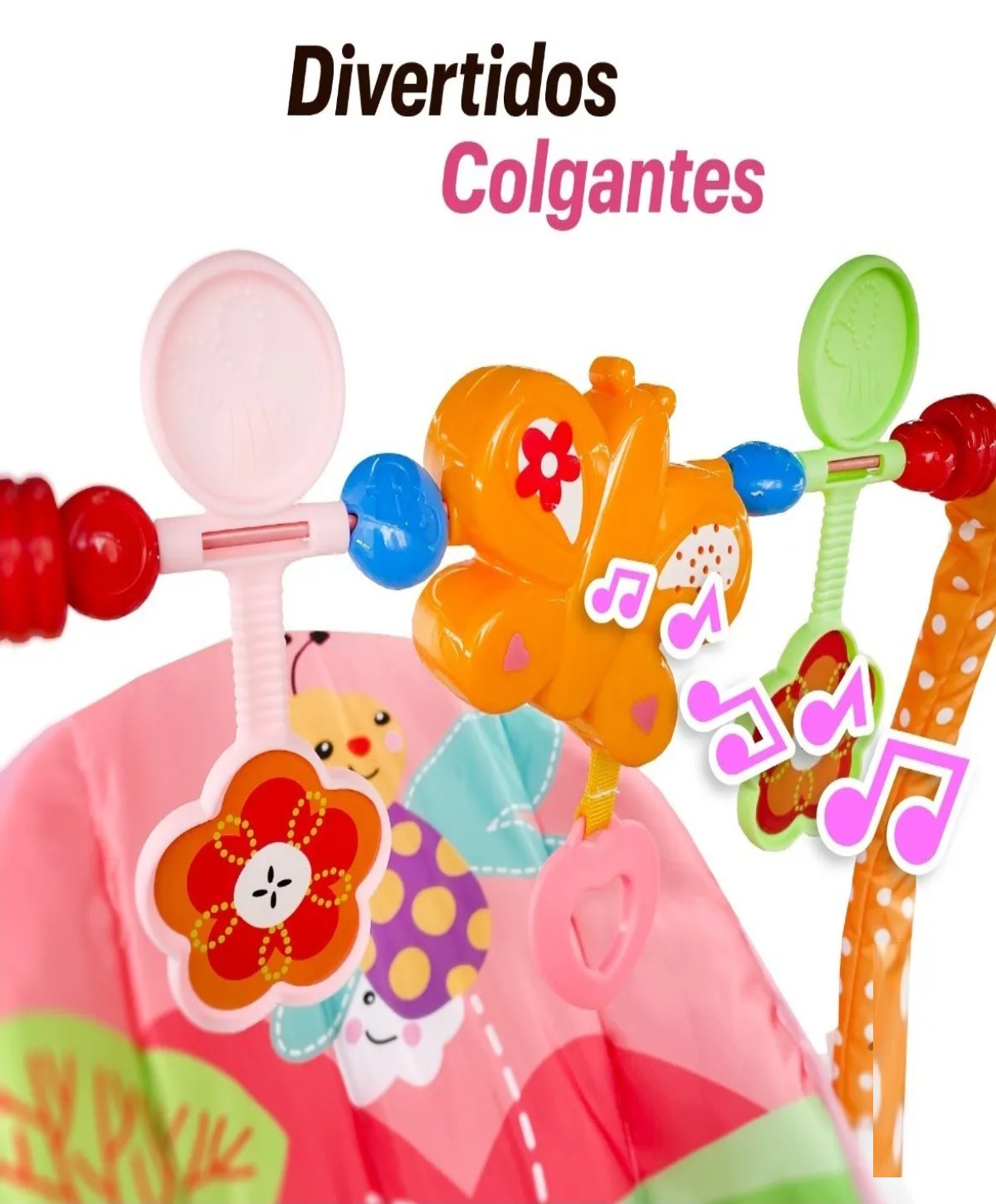 Bouncer Cartoon deluxe silla vibradora mecedora de bebe musical con juegos Rosa image number null